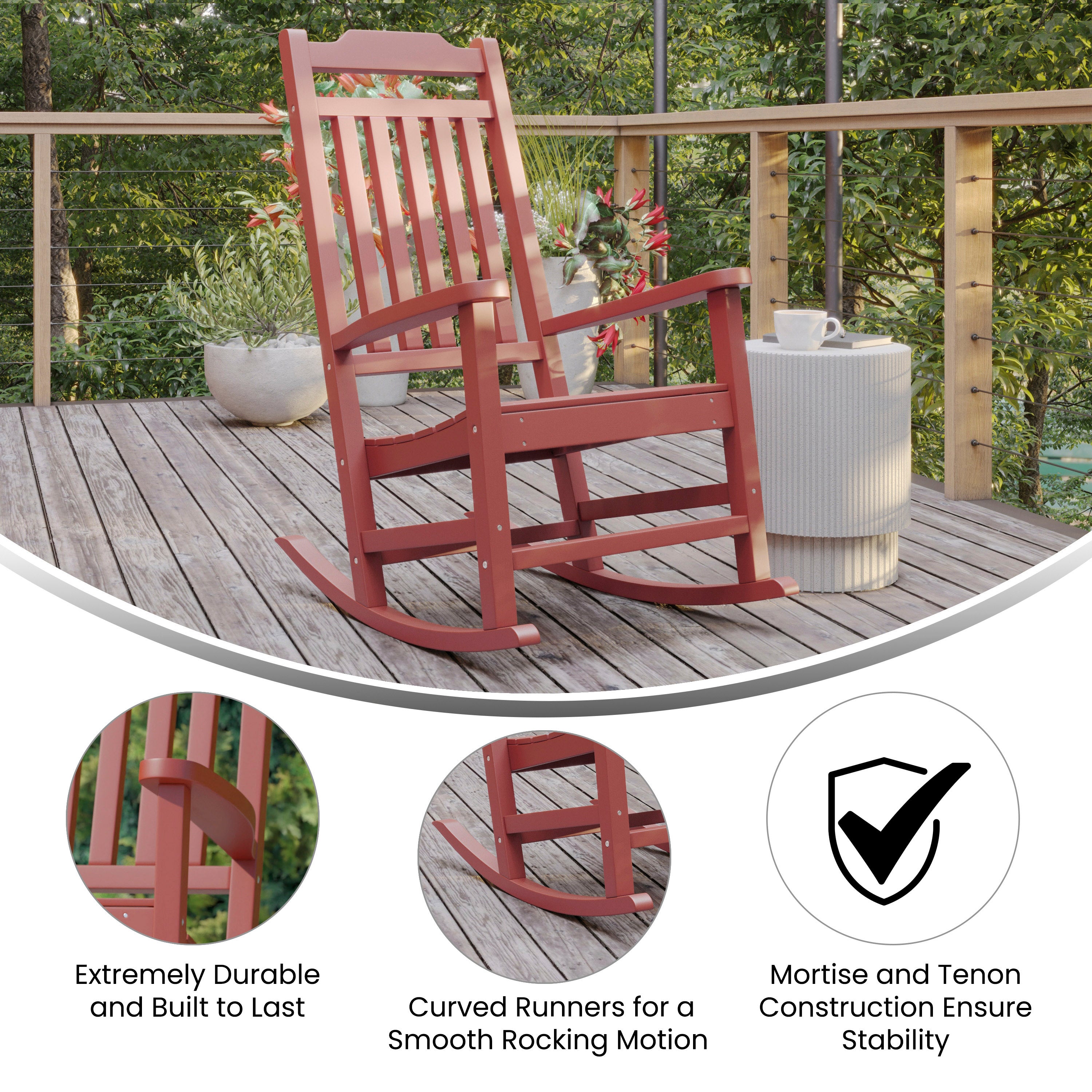 Winston All-Weather Poly Resin Rocking Chair in Red