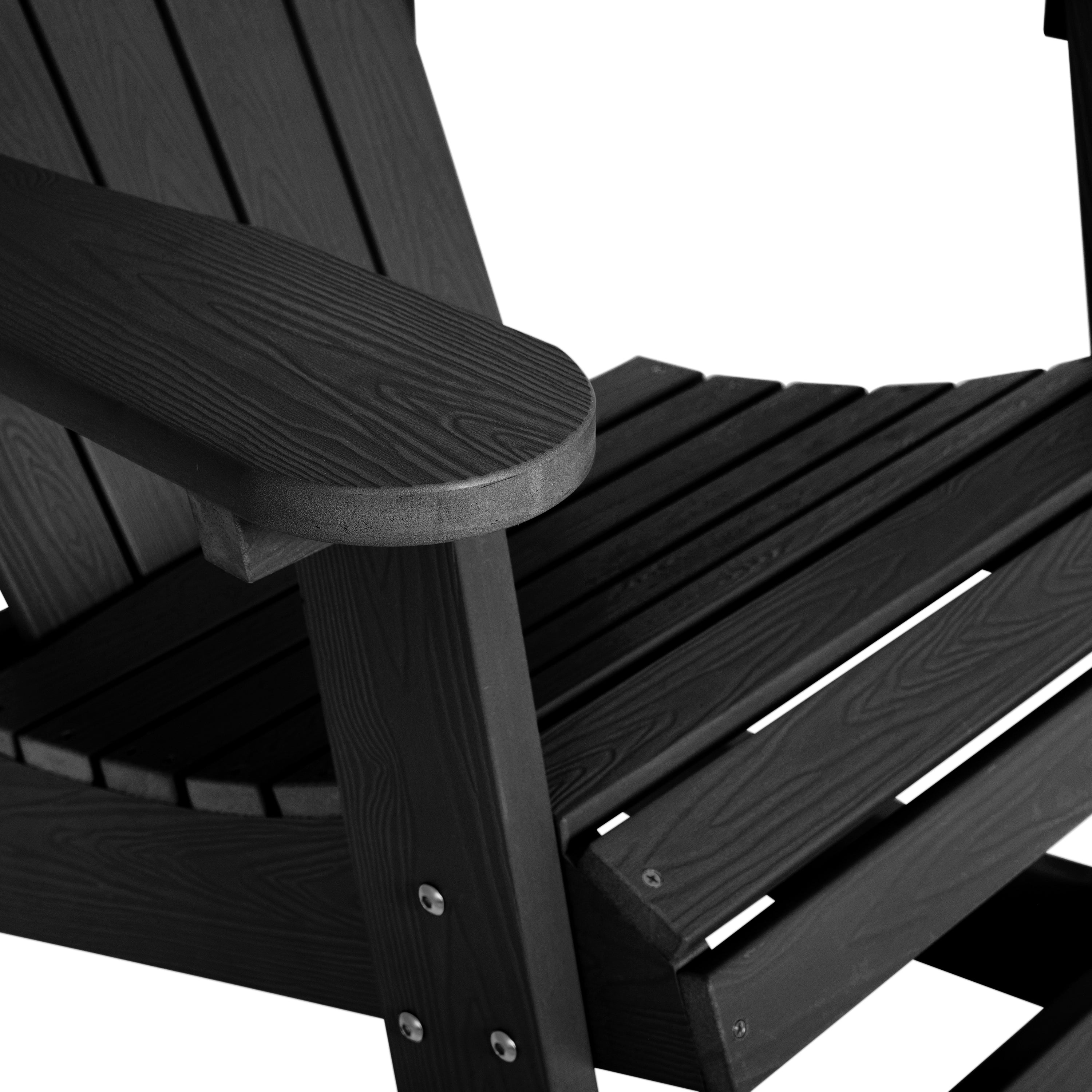 Savannah Commercial Grade All-Weather Poly Resin Wood Adirondack Rocking Chair with Rust Resistant Stainless Steel Hardware in Black - Set of 2