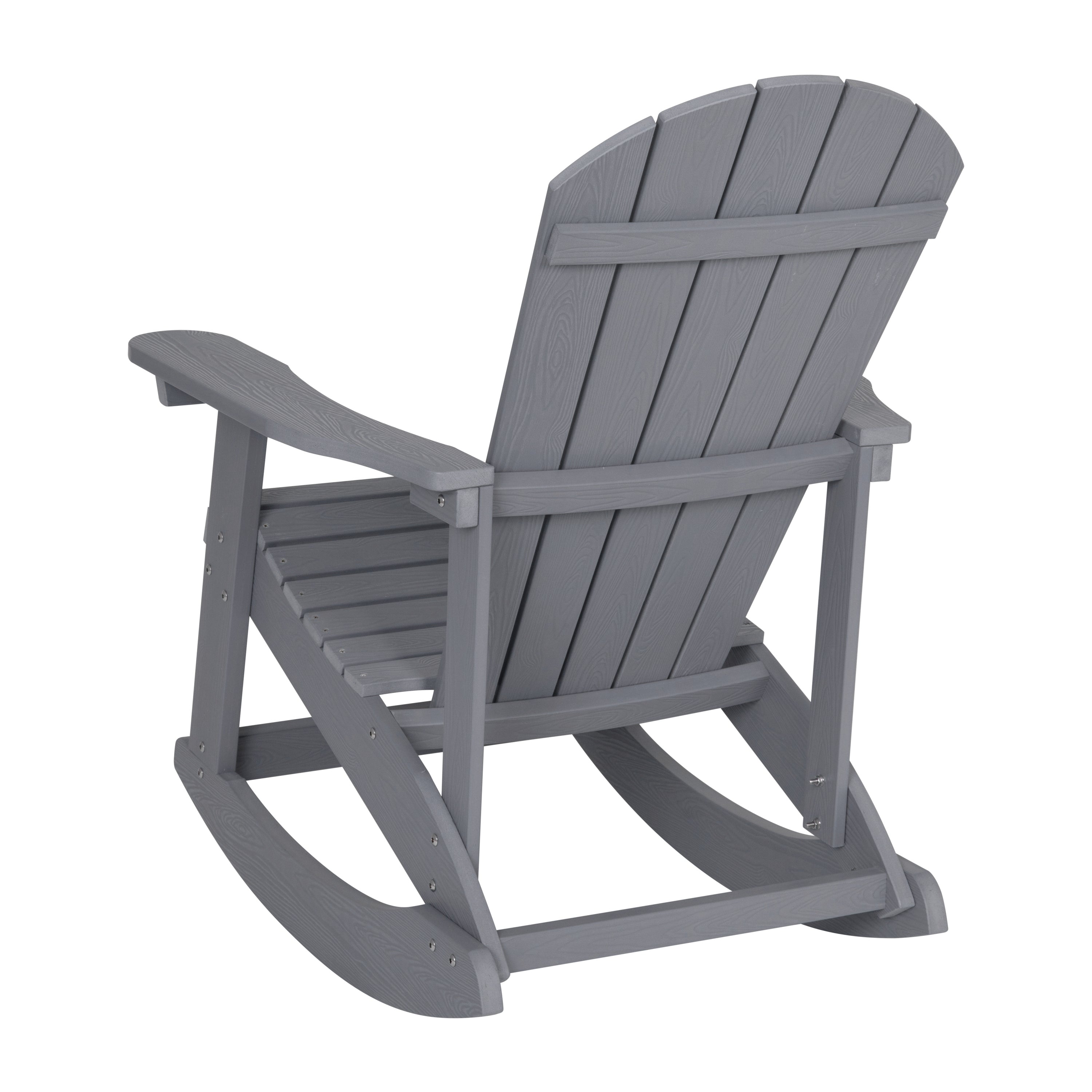 Savannah Commercial Grade All-Weather Poly Resin Wood Adirondack Rocking Chair with Rust Resistant Stainless Steel Hardware in Gray - Set of 2