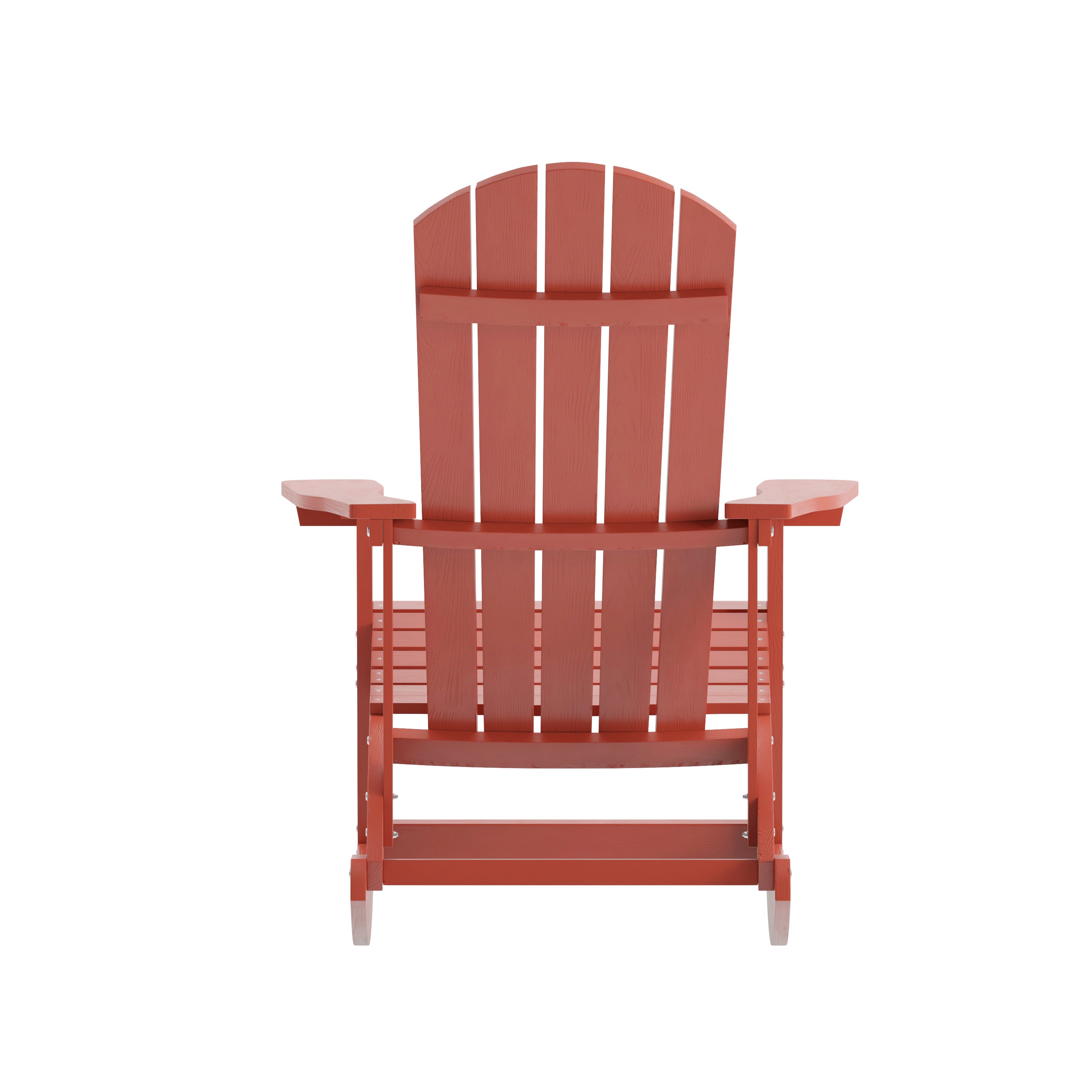 Savannah Poly Resin Wood Adirondack Rocking Chair - All Weather Red Polystyrene - Stainless Steel Hardware - Set of 2