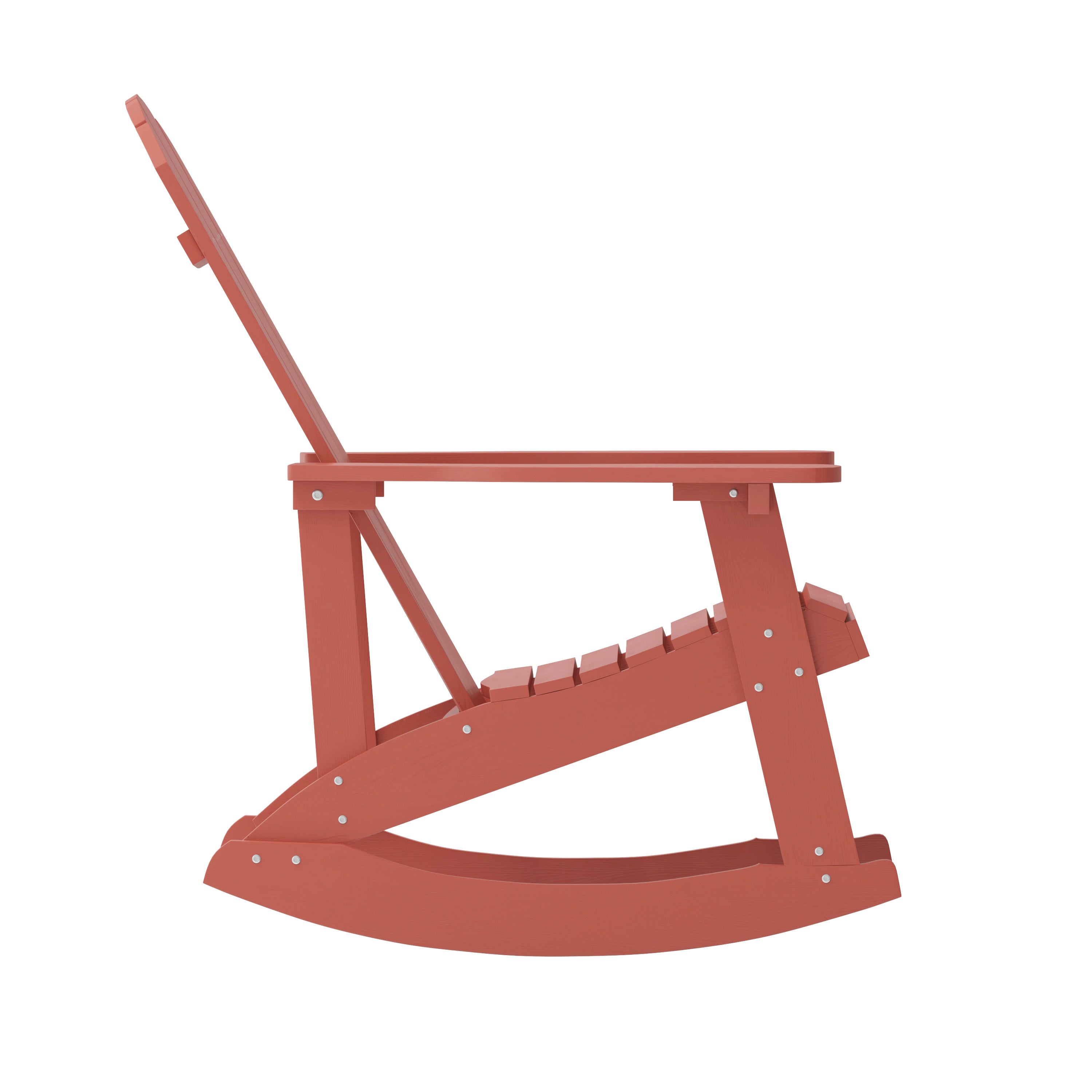 Savannah Poly Resin Wood Adirondack Rocking Chair - All Weather Red Polystyrene - Stainless Steel Hardware