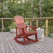 Savannah Poly Resin Wood Adirondack Rocking Chair - All Weather Red Polystyrene - Stainless Steel Hardware