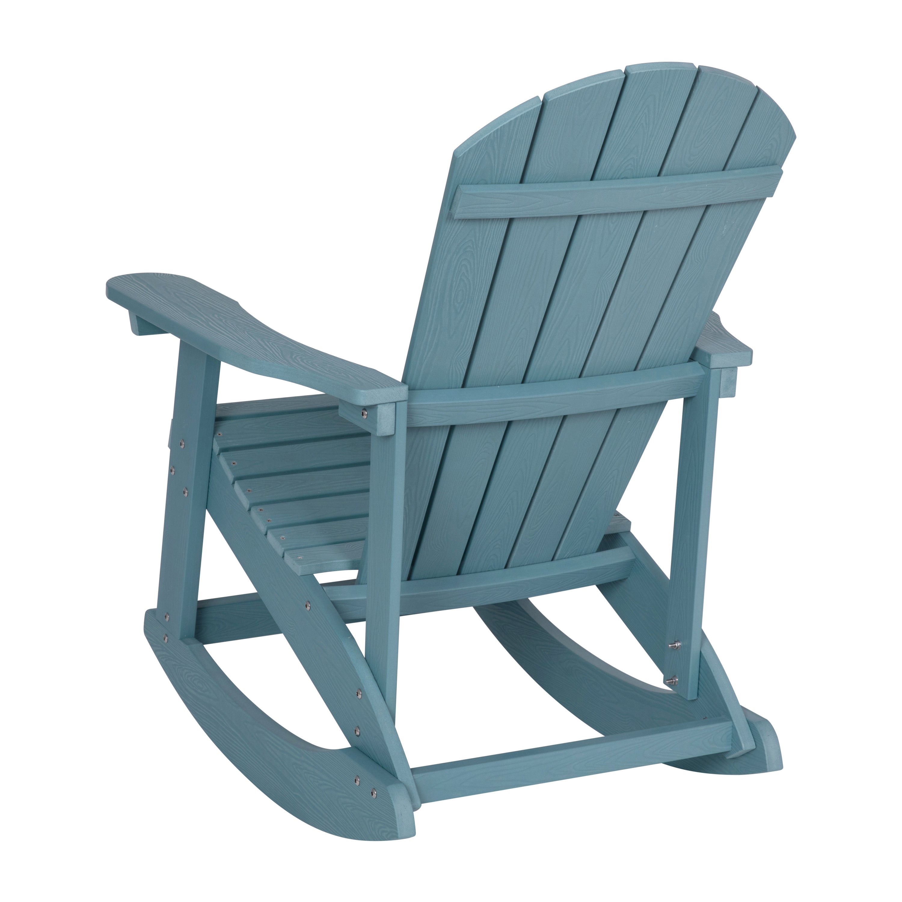Savannah Commercial Grade All-Weather Poly Resin Wood Adirondack Rocking Chair with Rust Resistant Stainless Steel Hardware in Sea Foam