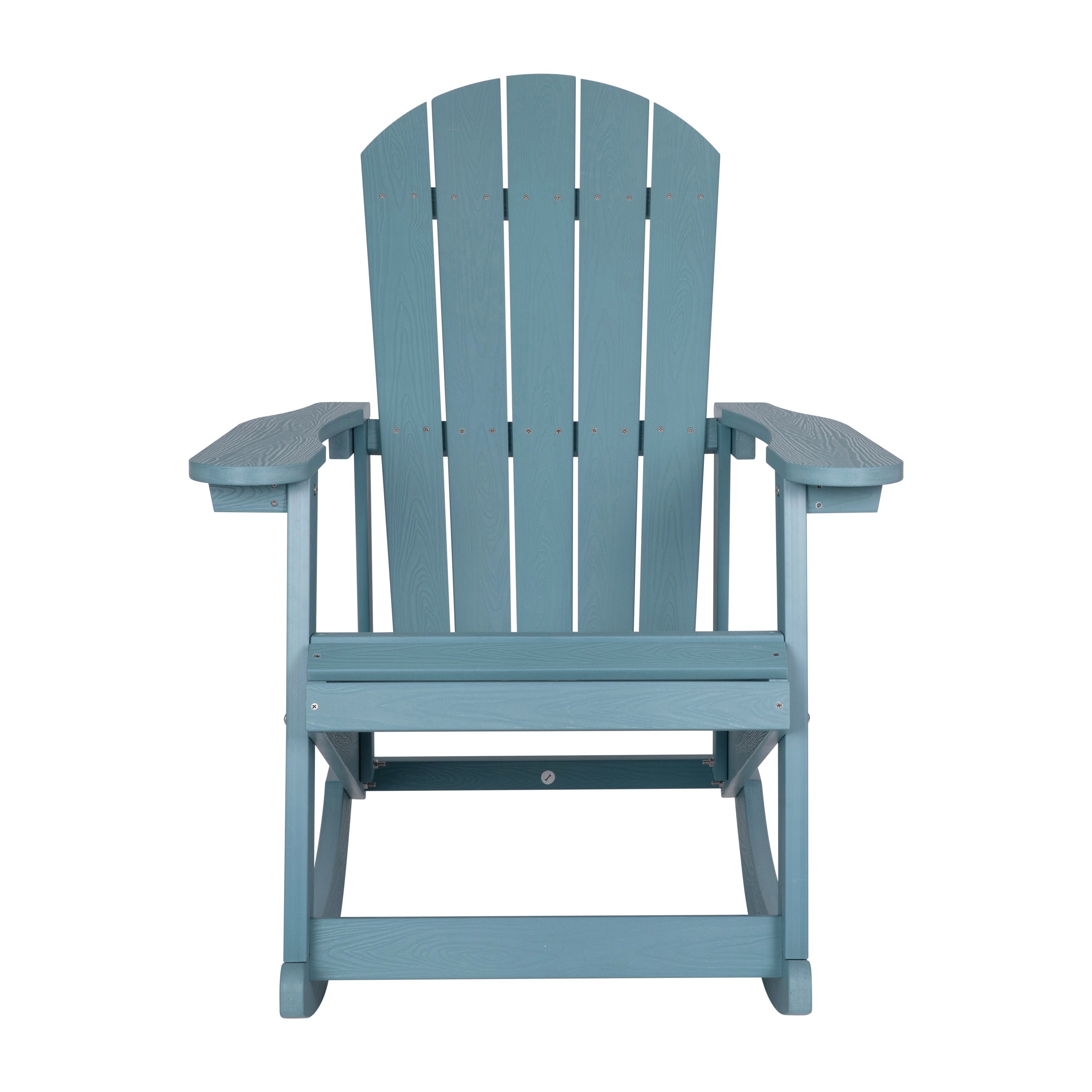 Savannah Commercial Grade All-Weather Poly Resin Wood Adirondack Rocking Chair with Rust Resistant Stainless Steel Hardware in Sea Foam