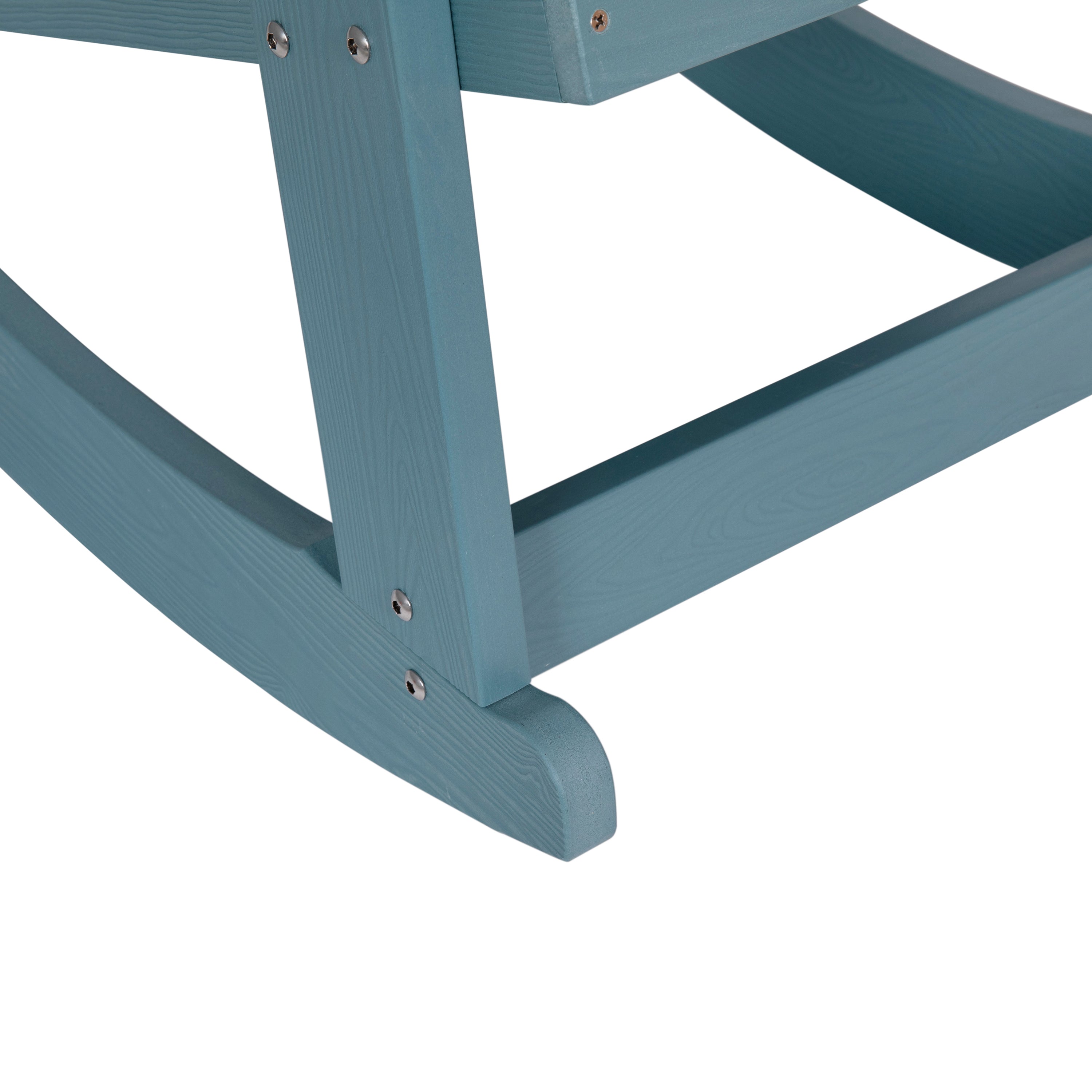 Savannah Commercial Grade All-Weather Poly Resin Wood Adirondack Rocking Chair with Rust Resistant Stainless Steel Hardware in Sea Foam