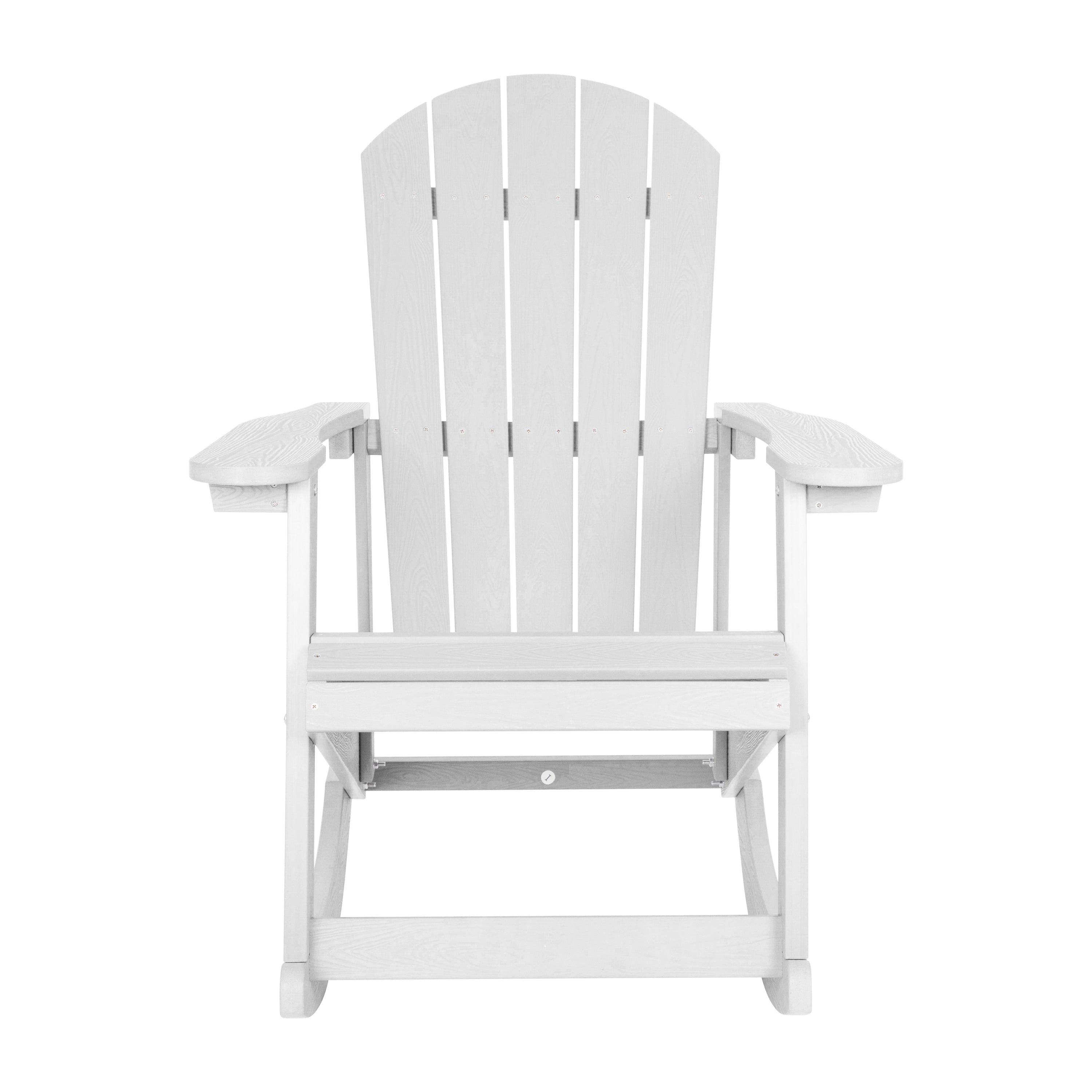 Savannah Commercial Grade All-Weather Poly Resin Wood Adirondack Rocking Chair with Rust Resistant Stainless Steel Hardware in White