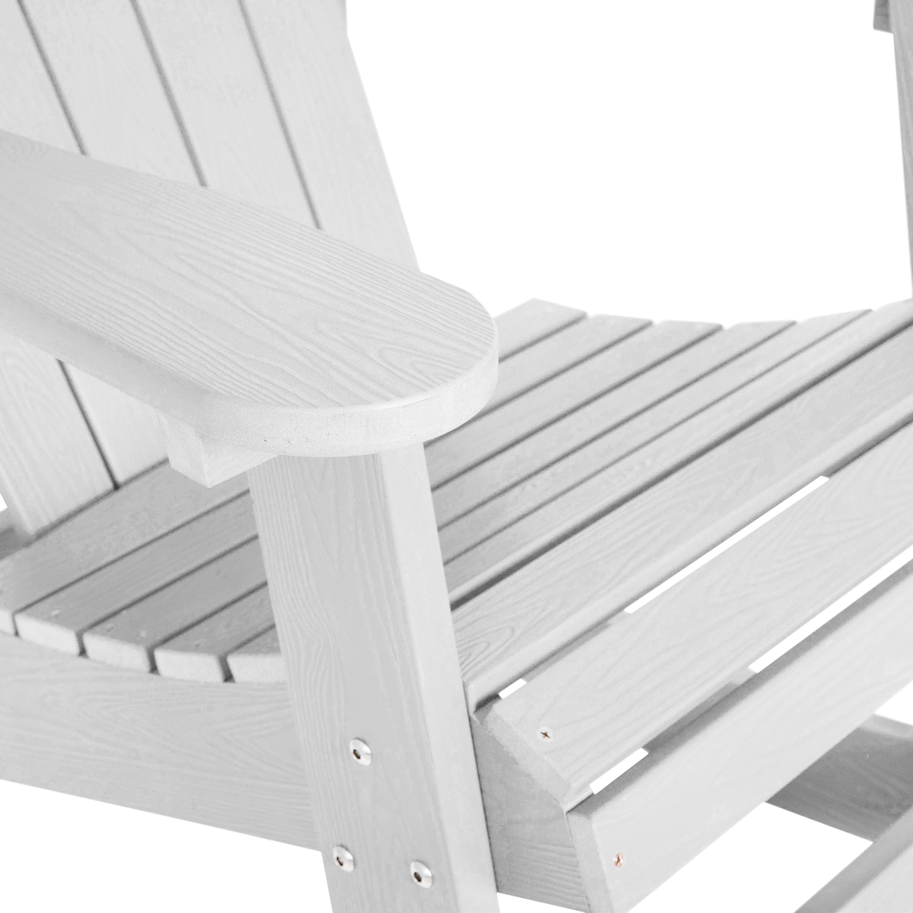 Savannah Commercial Grade All-Weather Poly Resin Wood Adirondack Rocking Chair with Rust Resistant Stainless Steel Hardware in White