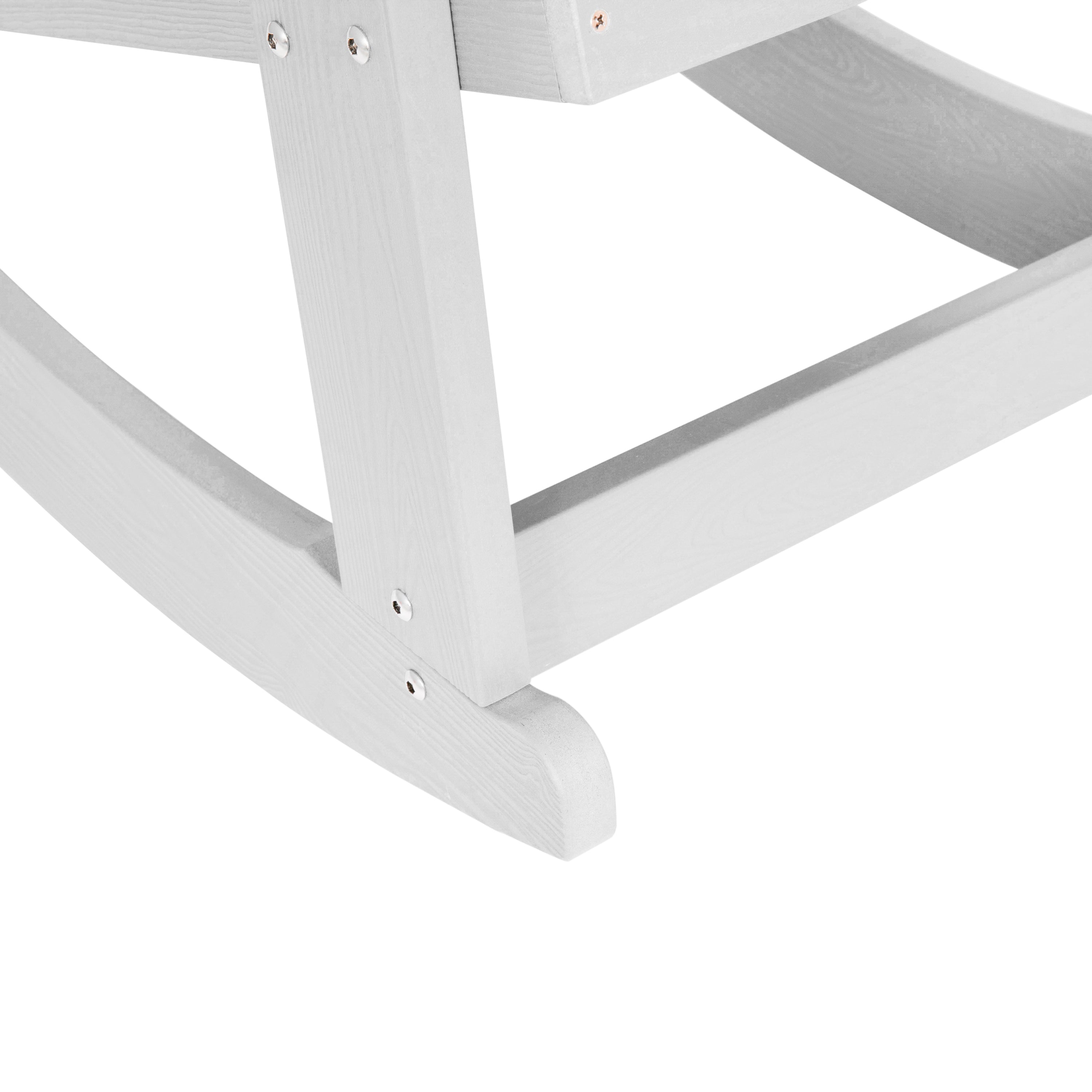 Savannah Commercial Grade All-Weather Poly Resin Wood Adirondack Rocking Chair with Rust Resistant Stainless Steel Hardware in White