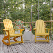 Savannah Poly Resin Wood Adirondack Rocking Chair - All Weather Yellow Polystyrene - Stainless Steel Hardware - Set of 2