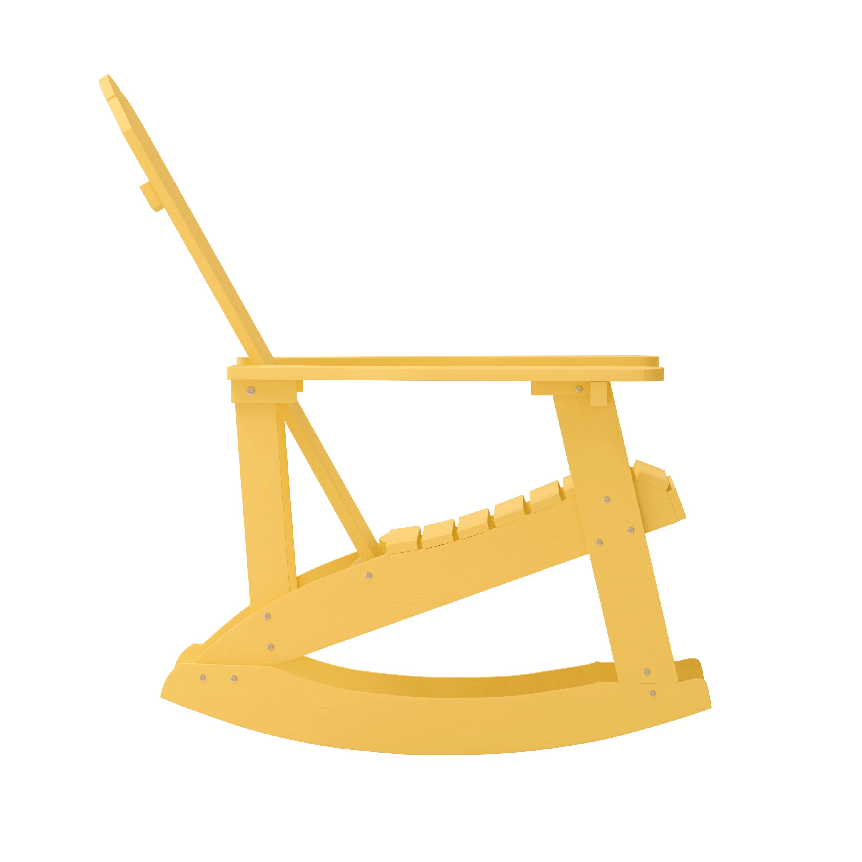 Savannah Poly Resin Wood Adirondack Rocking Chair - All Weather Yellow Polystyrene - Stainless Steel Hardware