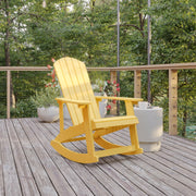 Savannah Poly Resin Wood Adirondack Rocking Chair - All Weather Yellow Polystyrene - Stainless Steel Hardware