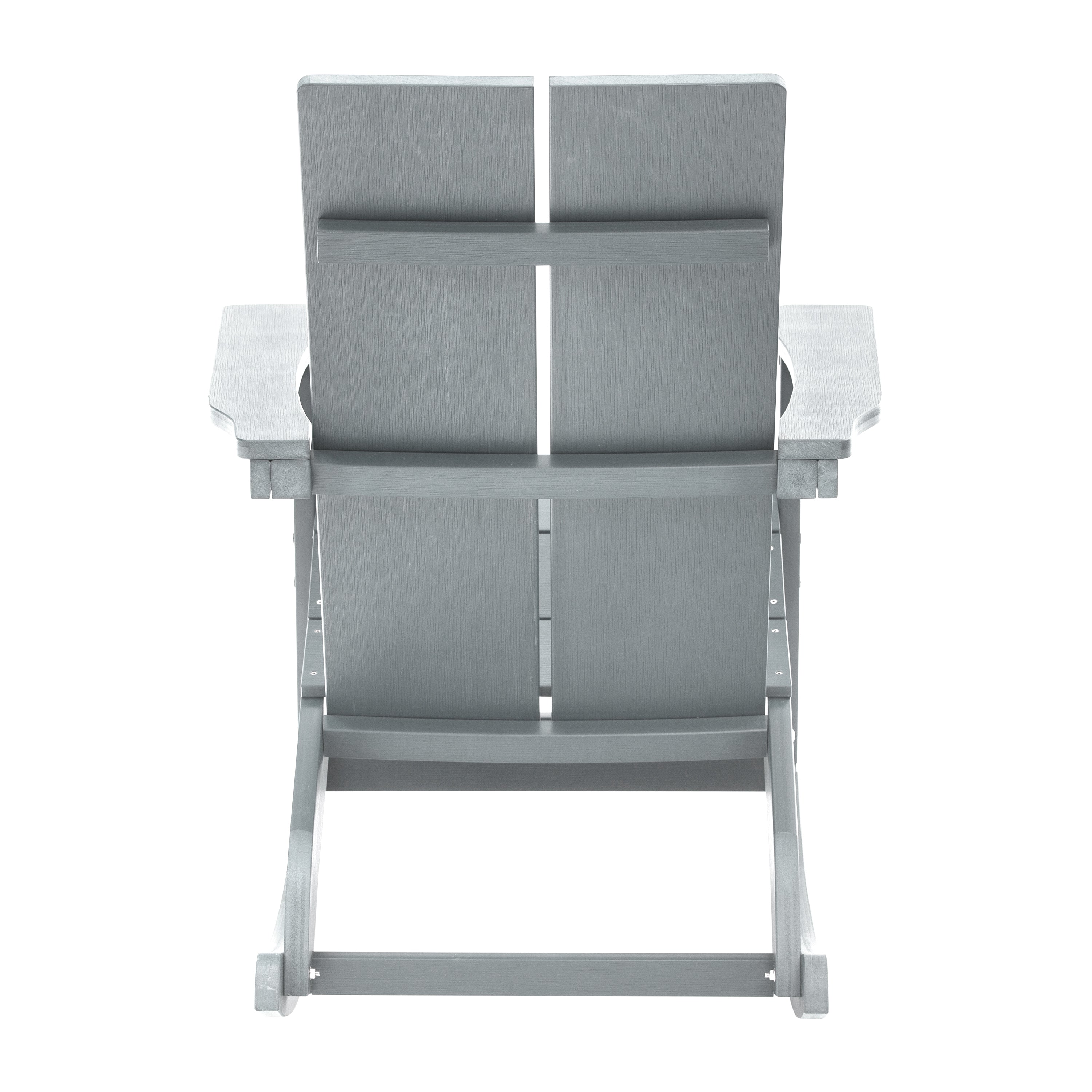 Finn Modern Commercial Grade All-Weather 2-Slat Poly Resin Rocking Adirondack Chair with Rust Resistant Stainless Steel Hardware in Gray - Set of2