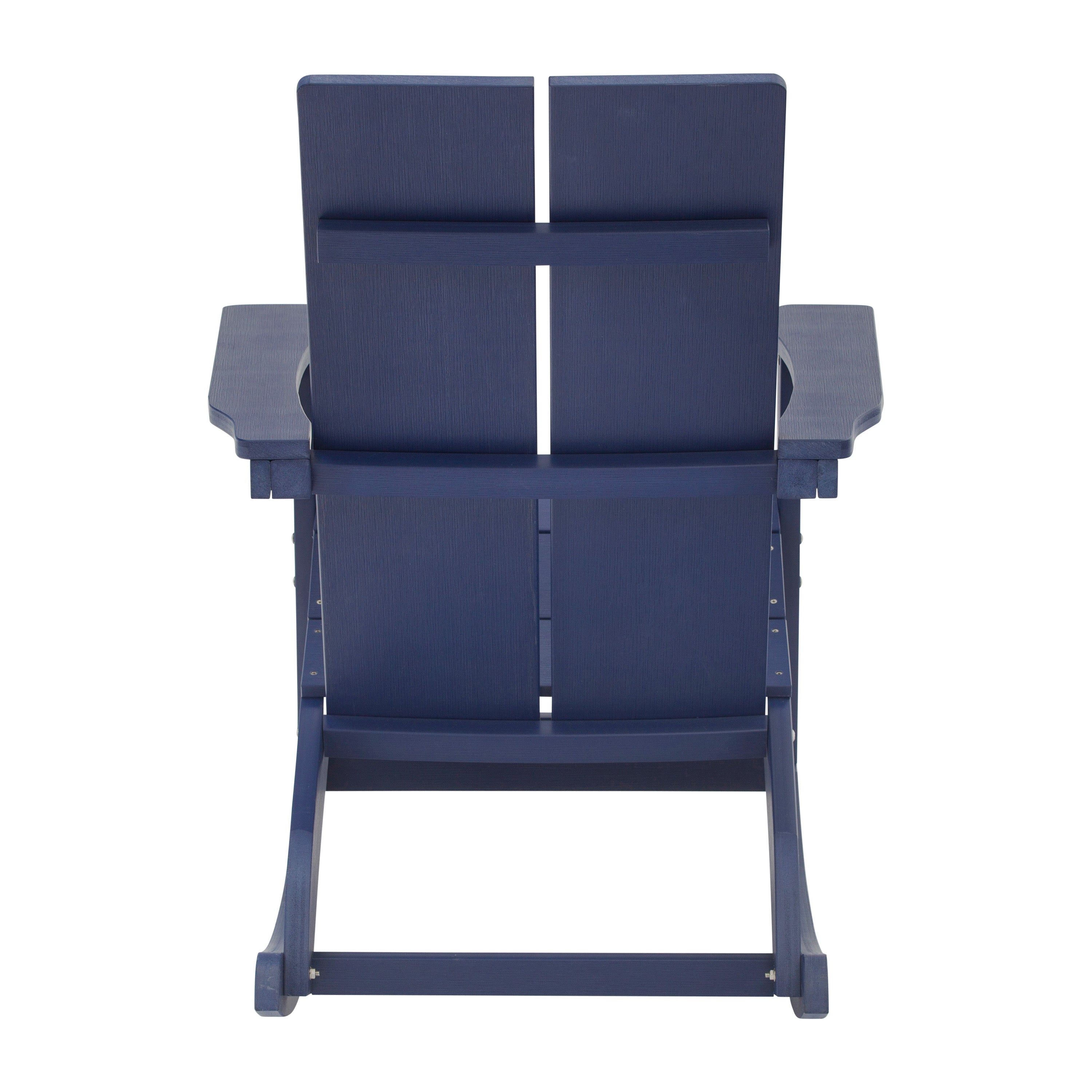 Finn Modern Commercial Grade All-Weather 2-Slat Poly Resin Rocking Adirondack Chair with Rust Resistant Stainless Steel Hardware in Navy - Set of2