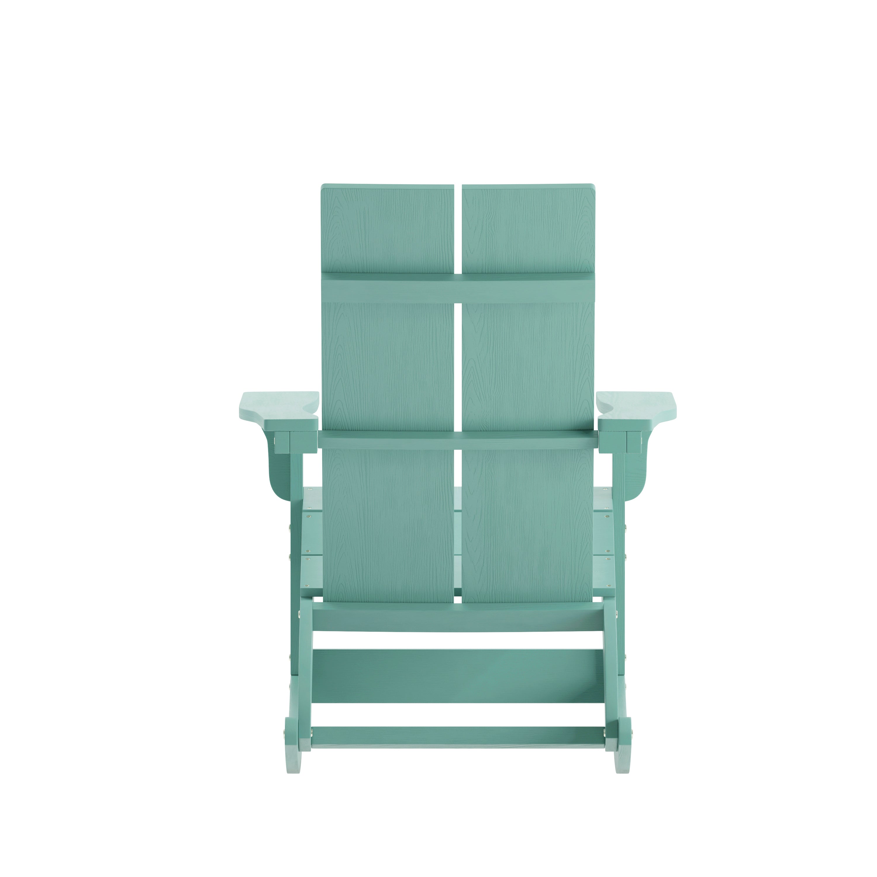 Finn Modern Commercial Grade Poly Resin Wood Adirondack Rocking Chair - All Weather Sea Foam Polystyrene - Dual Slat Back - Stainless Steel Hardware