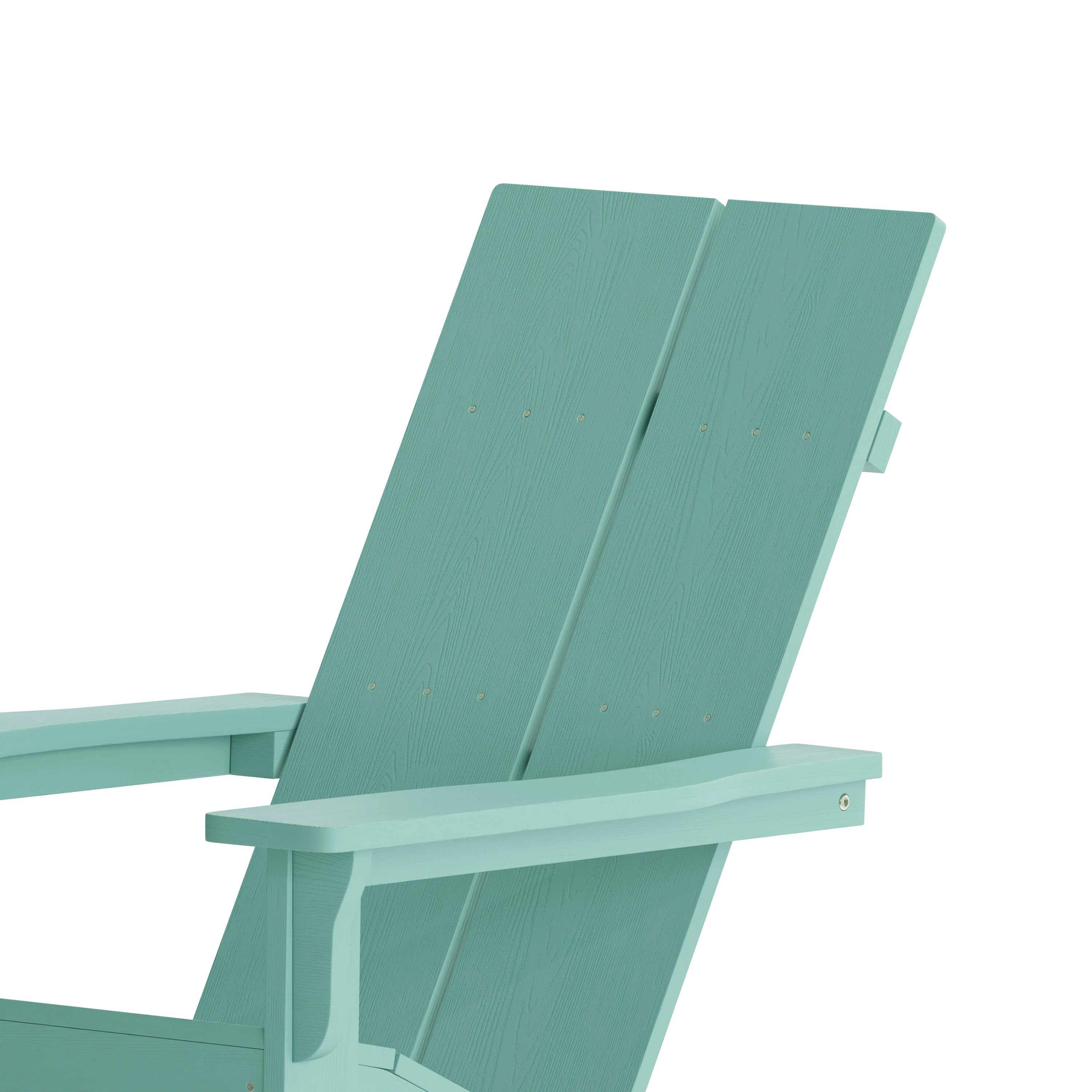 Finn Modern Commercial Grade Poly Resin Wood Adirondack Rocking Chair - All Weather Sea Foam Polystyrene - Dual Slat Back - Stainless Steel Hardware