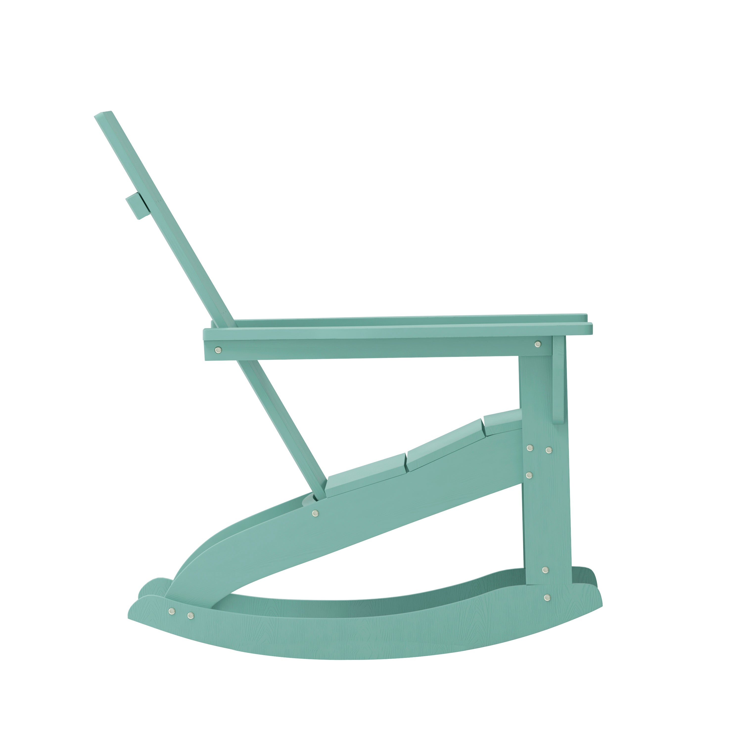 Finn Modern Commercial Grade Poly Resin Wood Adirondack Rocking Chair - All Weather Sea Foam Polystyrene - Dual Slat Back - Stainless Steel Hardware