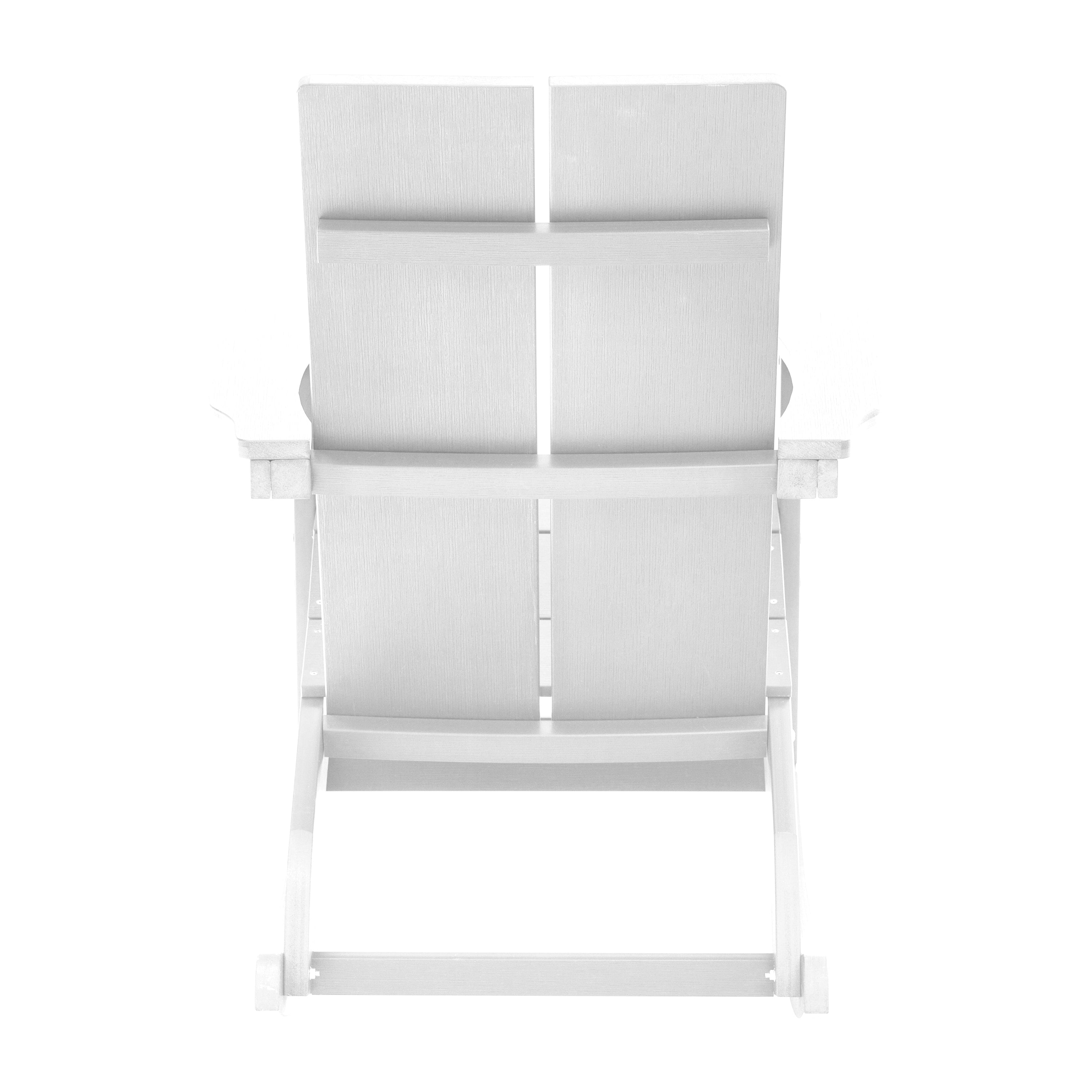 Finn Modern Commercial Grade All-Weather 2-Slat Poly Resin Rocking Adirondack Chair with Rust Resistant Stainless Steel Hardware in White - Set of2