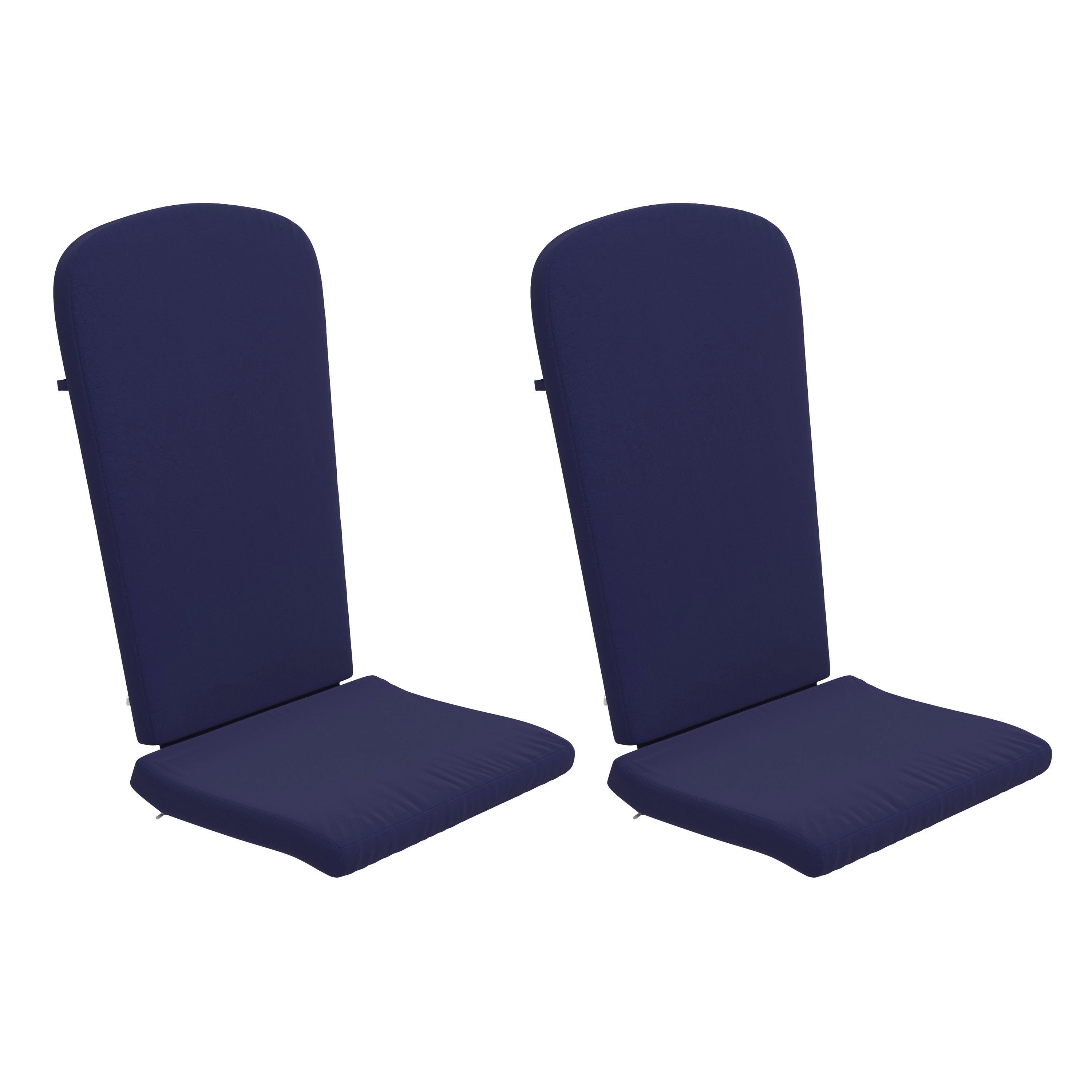 Charlestown Set of 2 All Weather Indoor/Outdoor High Back Adirondack Chair Cushions, Patio Furniture Replacement Cushions - Blue