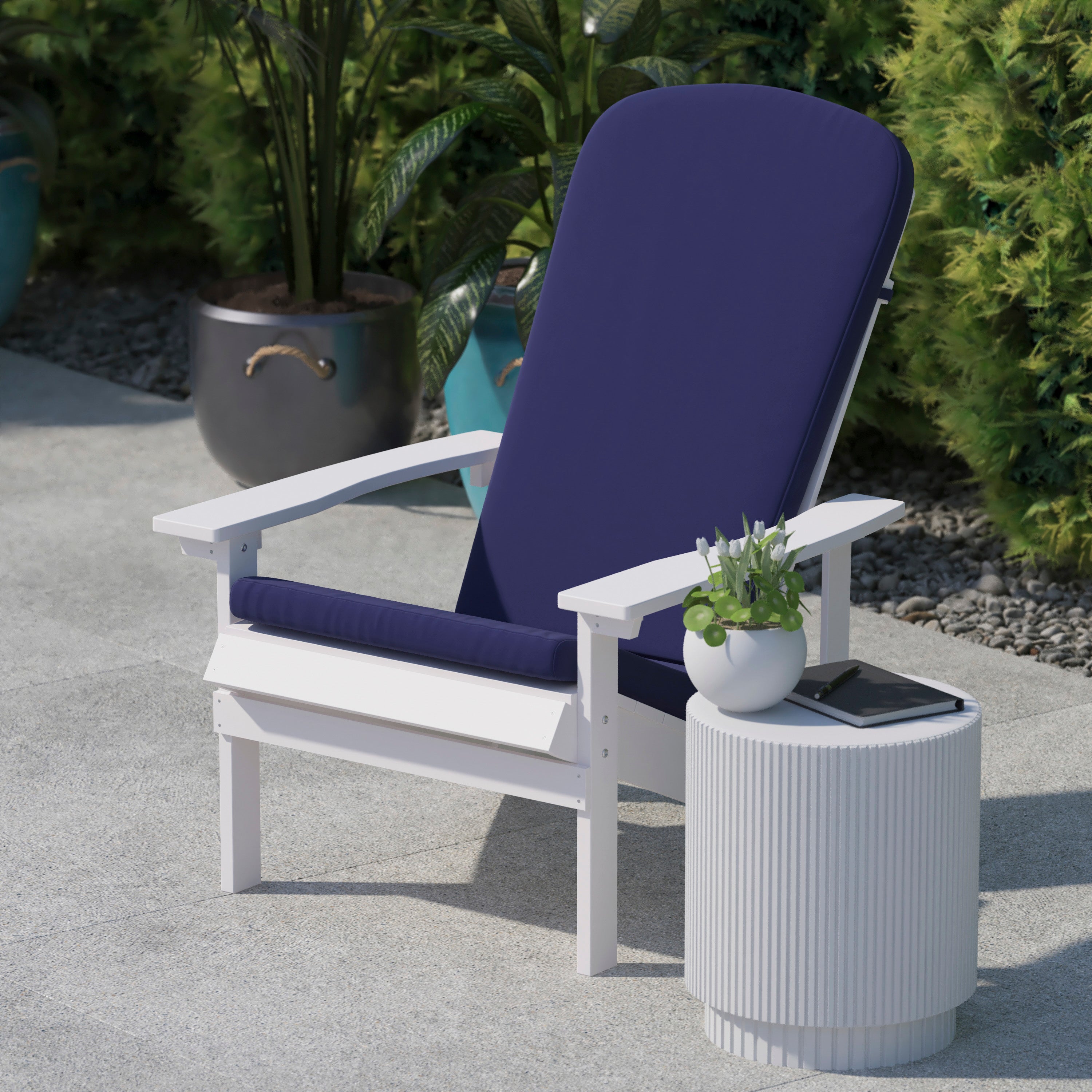 Charlestown Set of 2 All Weather Indoor/Outdoor High Back Adirondack Chair Cushions, Patio Furniture Replacement Cushions - Blue