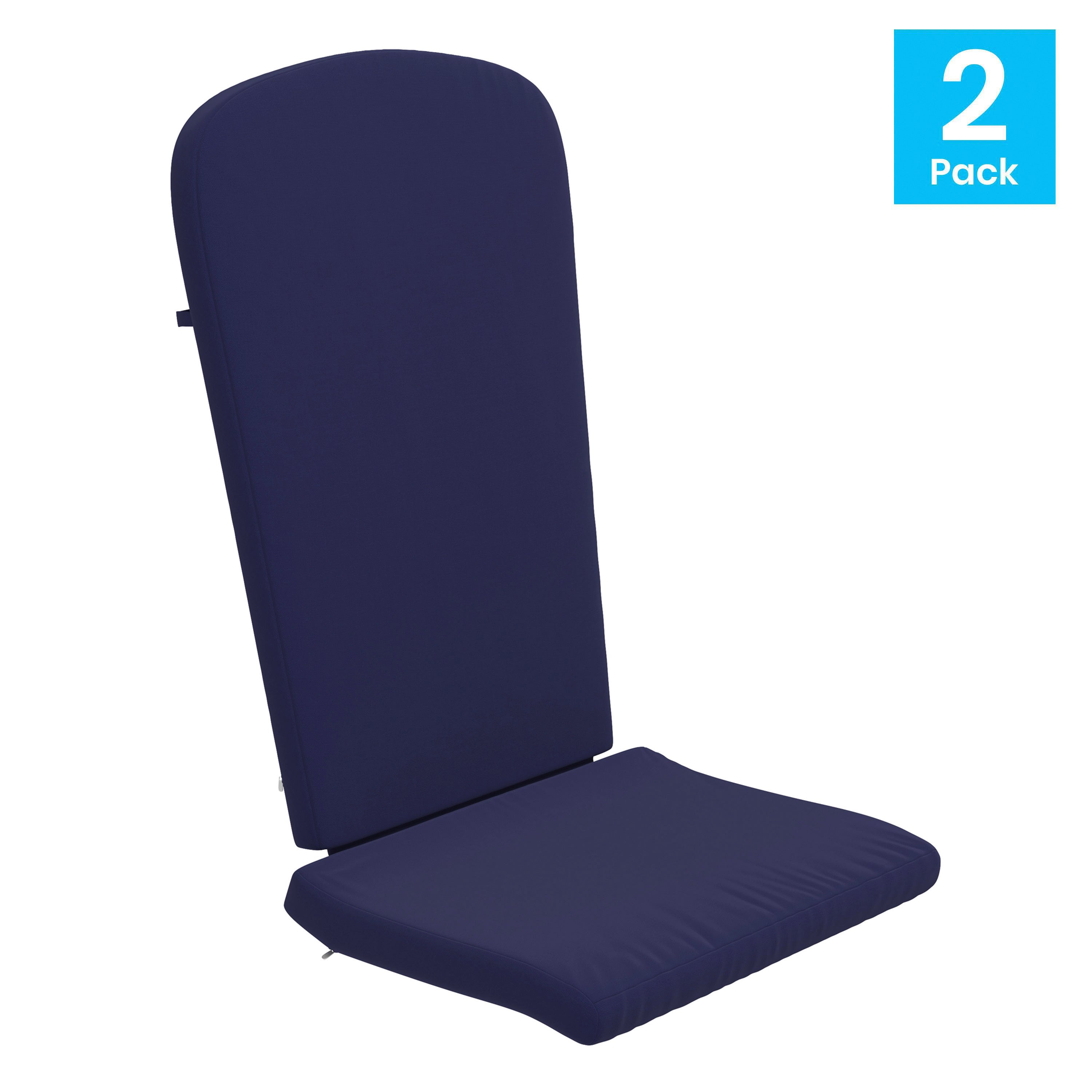 Charlestown Set of 2 All Weather Indoor/Outdoor High Back Adirondack Chair Cushions, Patio Furniture Replacement Cushions - Blue