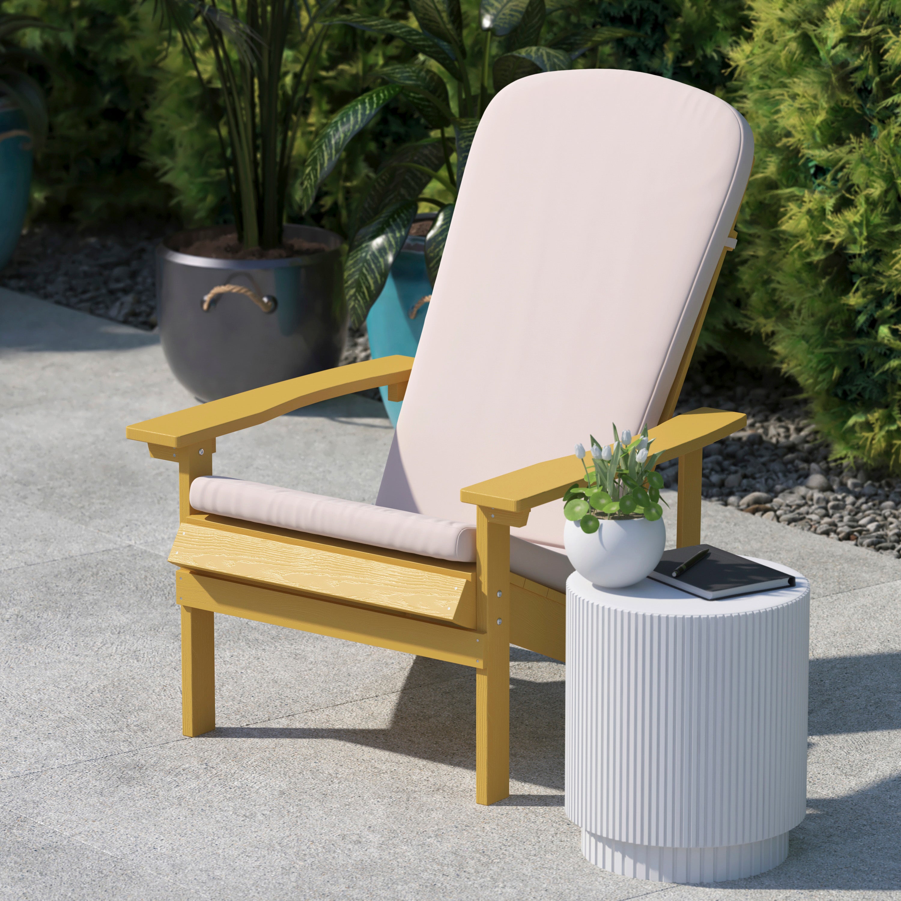 Charlestown Set of 2 All Weather Indoor/Outdoor High Back Adirondack Chair Cushions, Patio Furniture Replacement Cushions - Cream