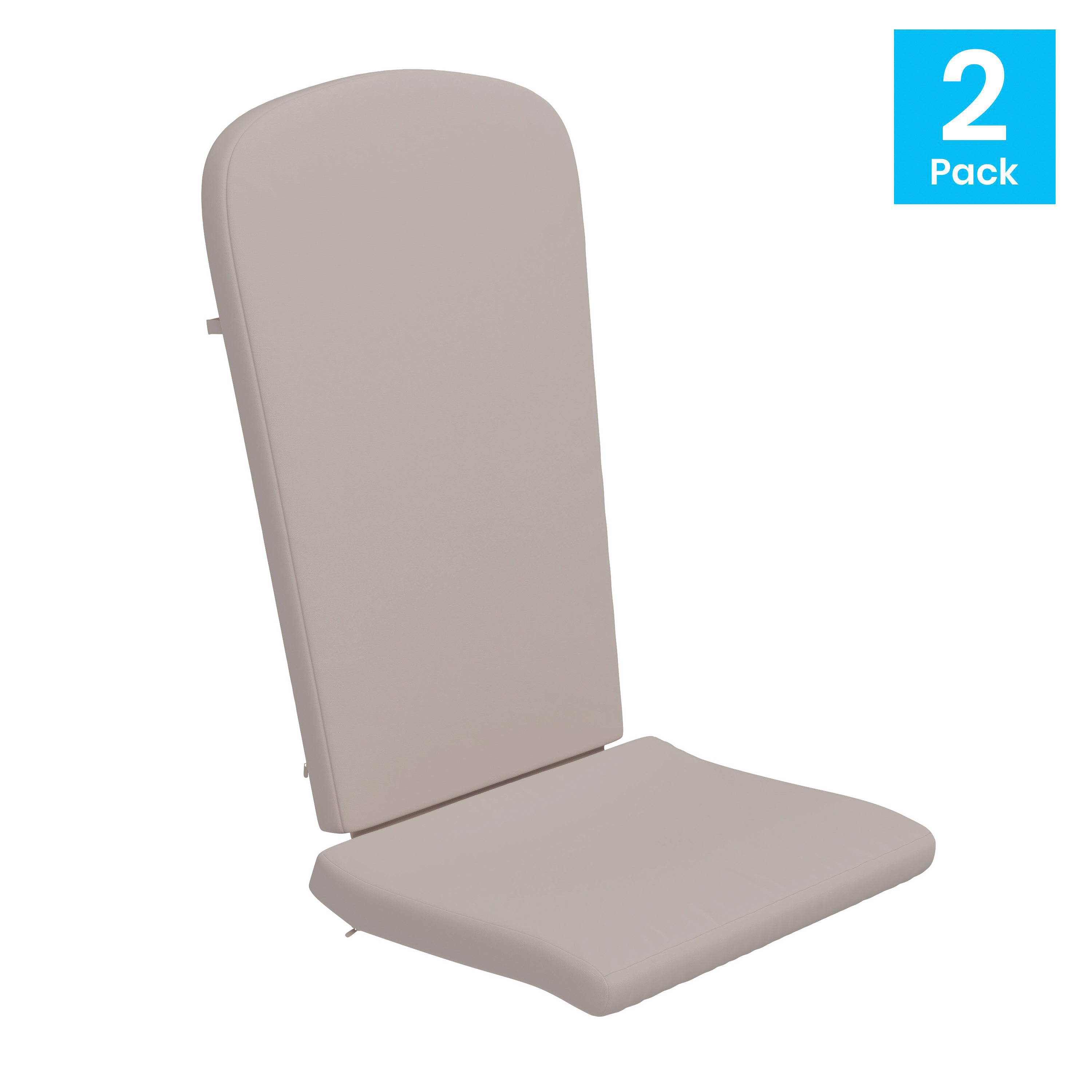 Charlestown Set of 2 All Weather Indoor/Outdoor High Back Adirondack Chair Cushions, Patio Furniture Replacement Cushions - Cream