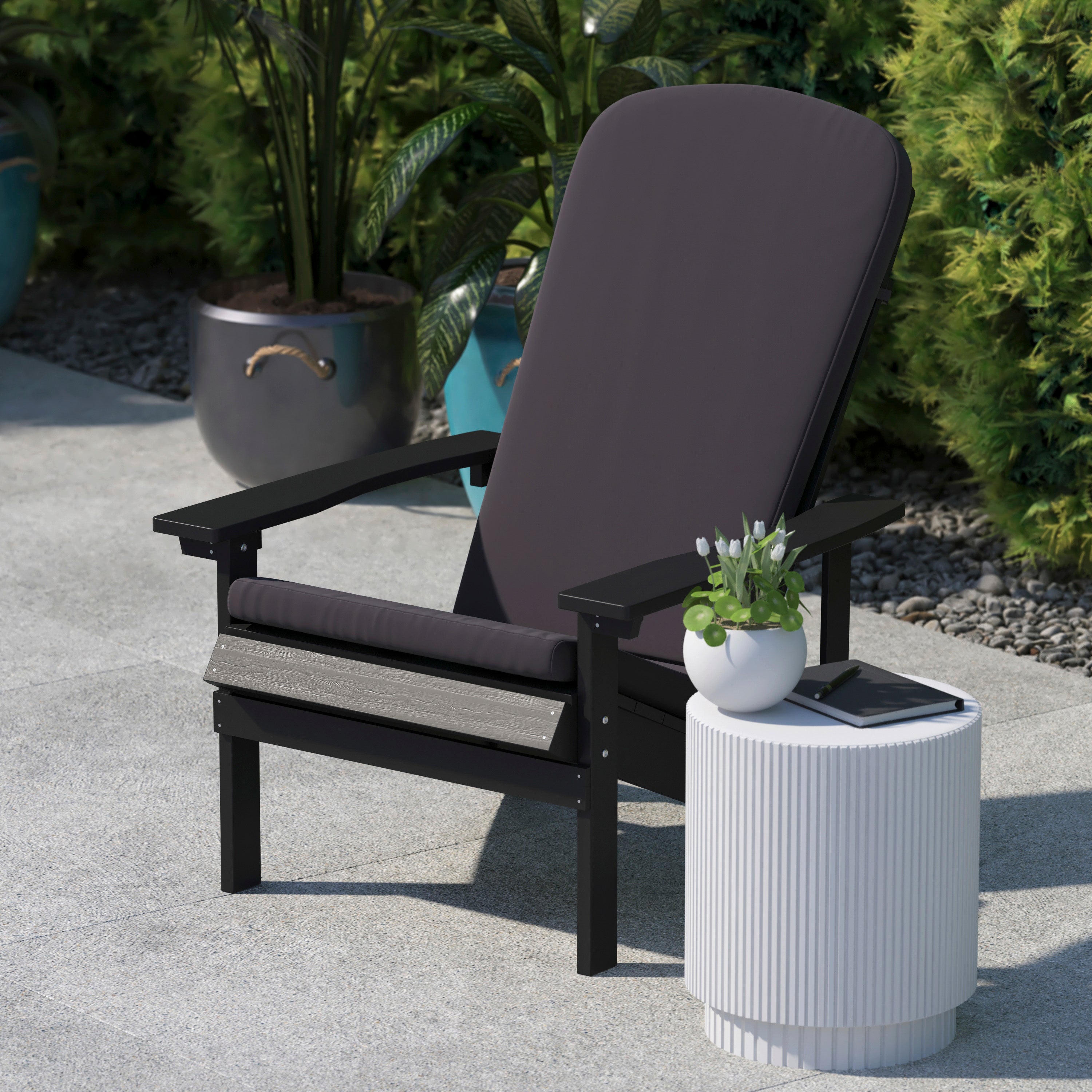 Charlestown Set of 2 All Weather Indoor/Outdoor High Back Adirondack Chair Cushions, Patio Furniture Replacement Cushions - Gray