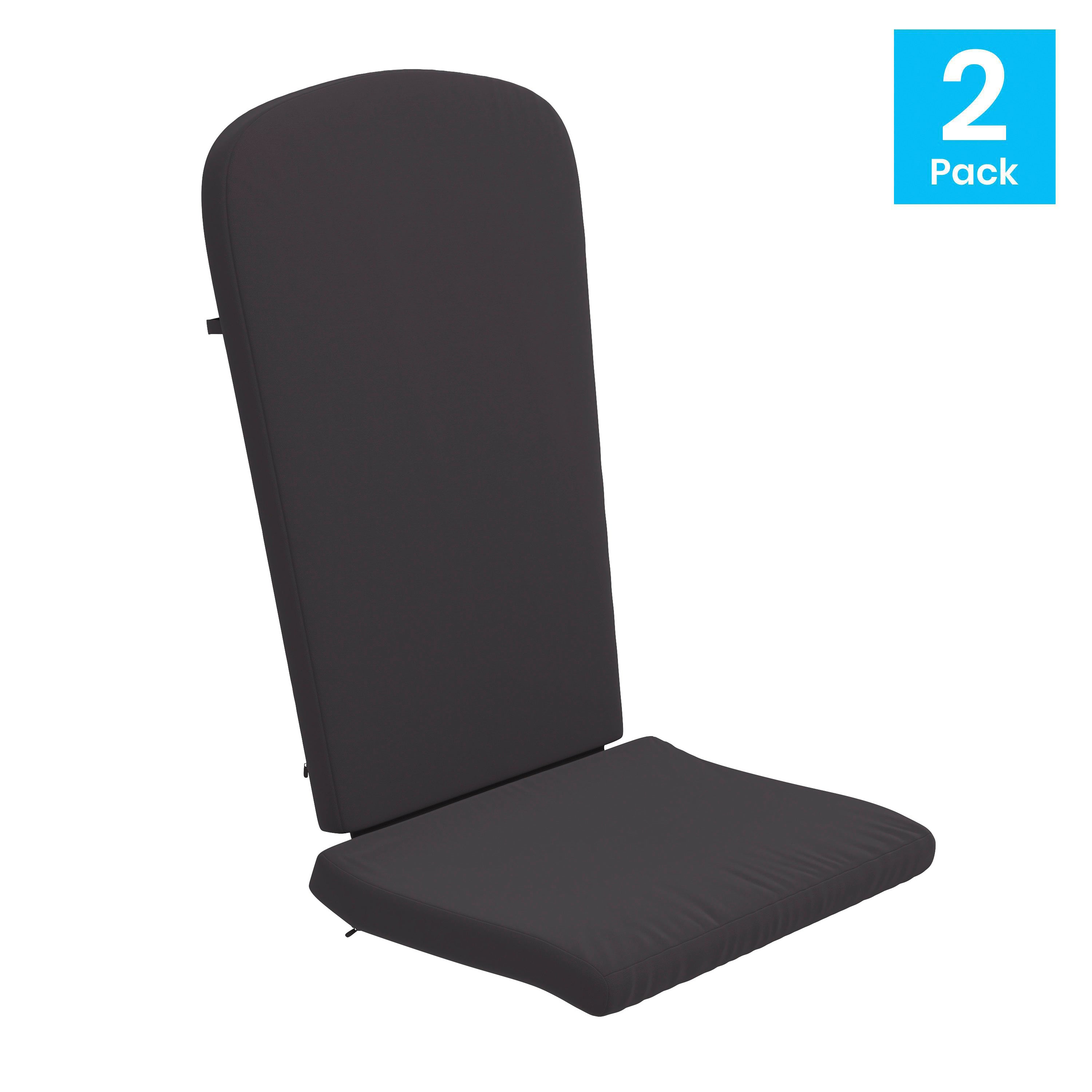 Charlestown Set of 2 All Weather Indoor/Outdoor High Back Adirondack Chair Cushions, Patio Furniture Replacement Cushions - Gray