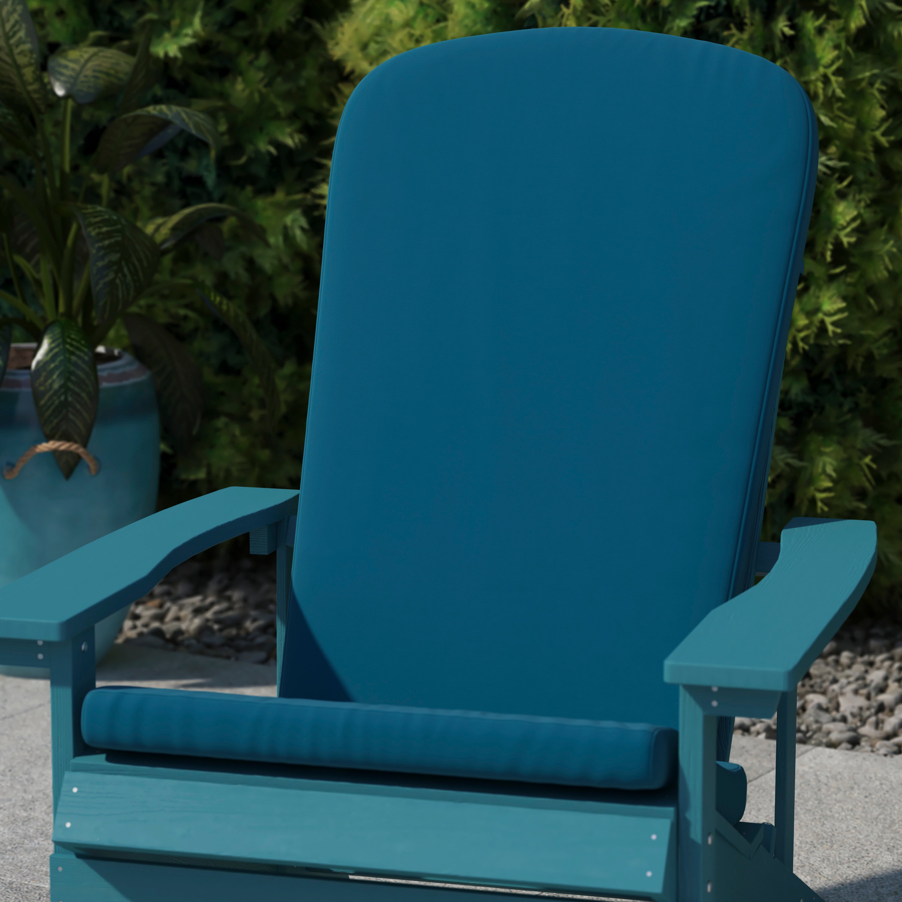 Charlestown Set of 2 All Weather Indoor/Outdoor High Back Adirondack Chair Cushions, Patio Furniture Replacement Cushions - Teal