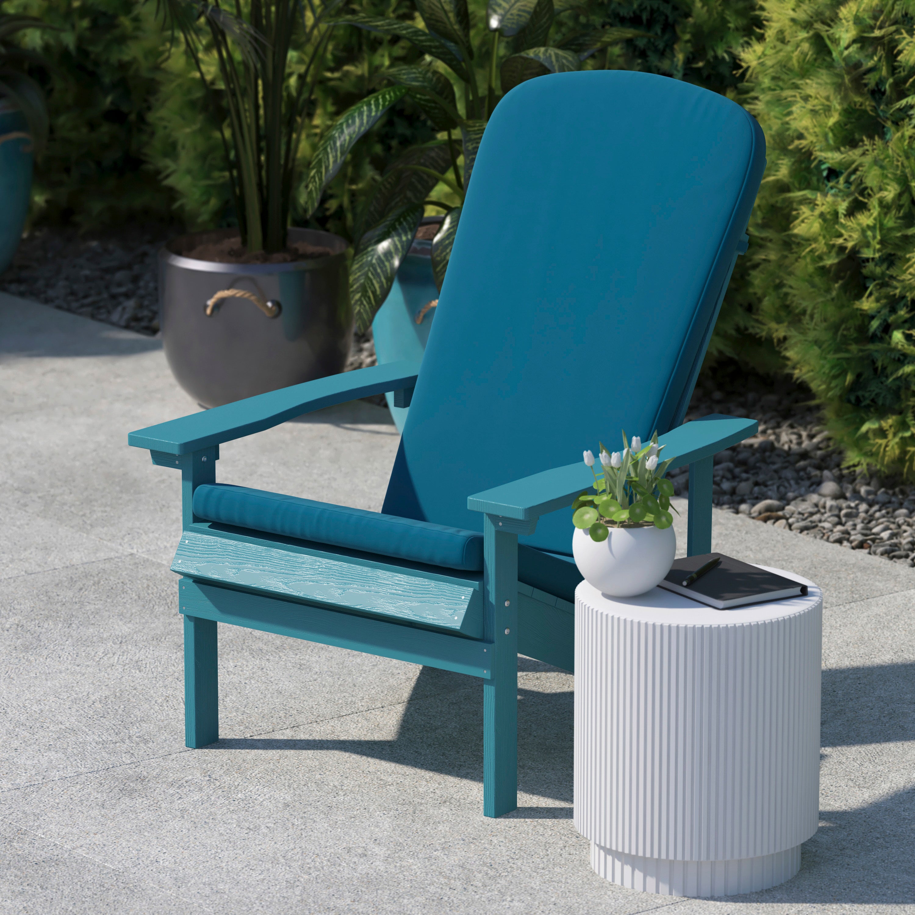 Charlestown Set of 2 All Weather Indoor/Outdoor High Back Adirondack Chair Cushions, Patio Furniture Replacement Cushions - Teal