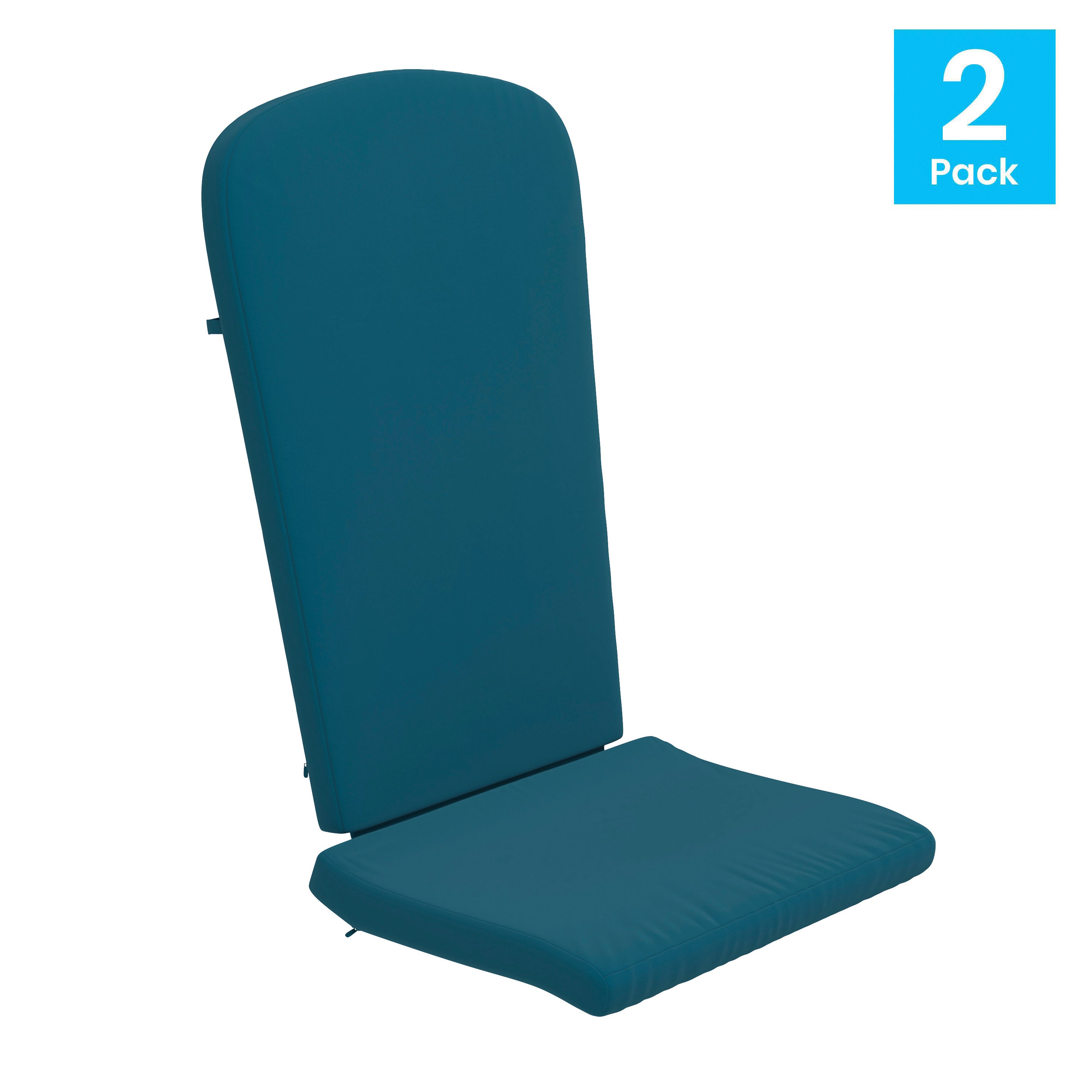 Charlestown Set of 2 All Weather Indoor/Outdoor High Back Adirondack Chair Cushions, Patio Furniture Replacement Cushions - Teal
