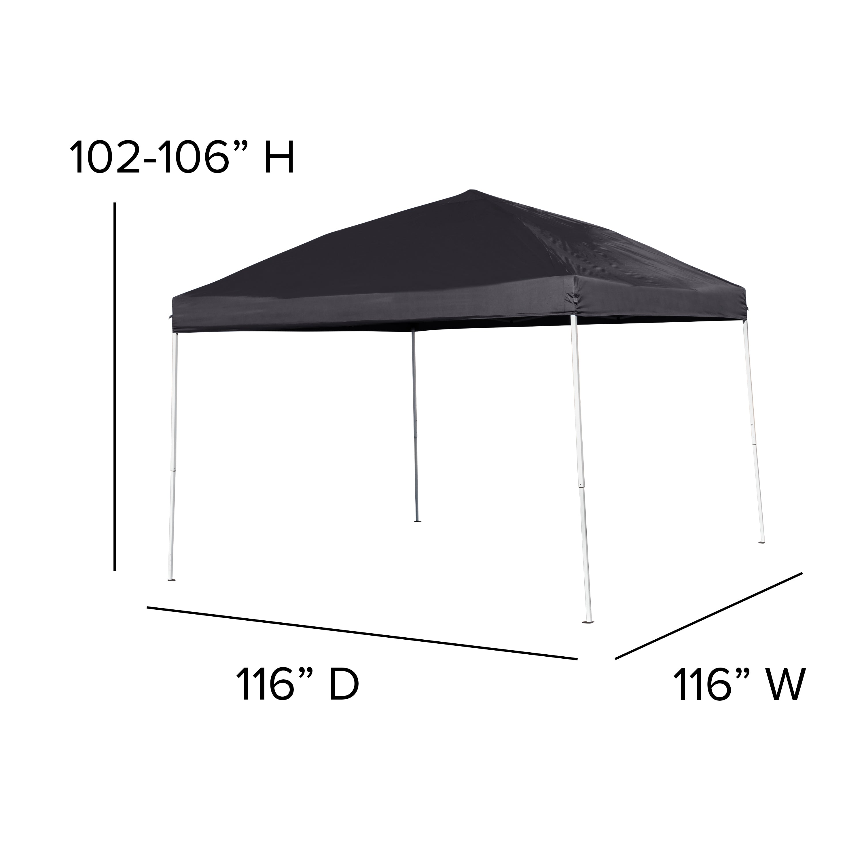 Harris 10'x10' Black Outdoor Pop Up Event Slanted Leg Canopy Tent with Carry Bag