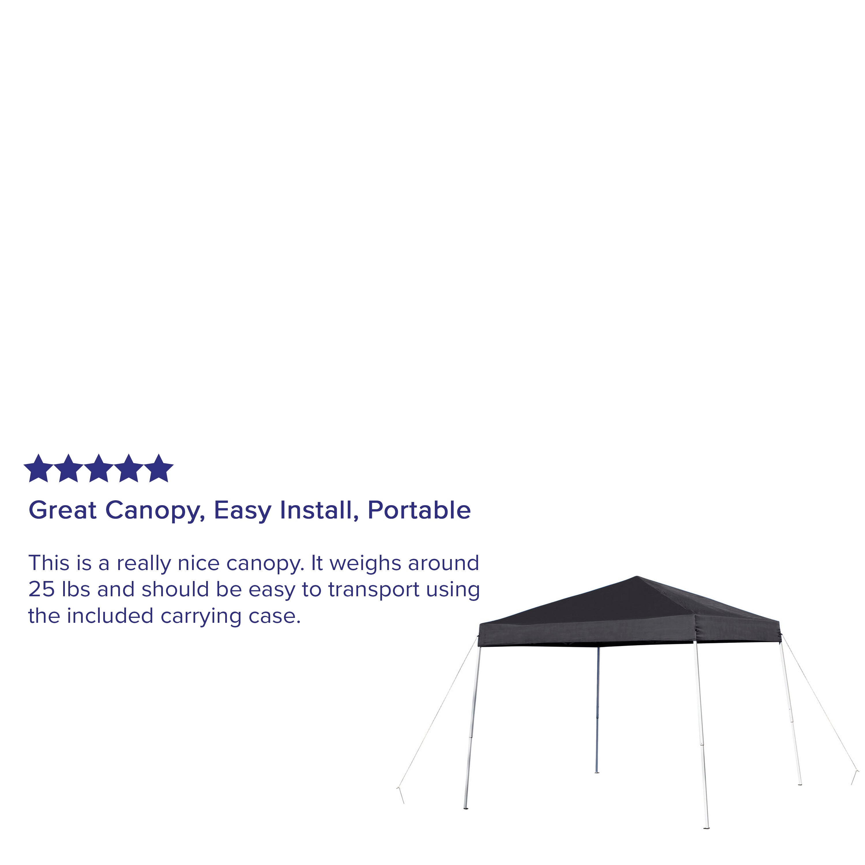 Harris 10'x10' Black Outdoor Pop Up Event Slanted Leg Canopy Tent with Carry Bag
