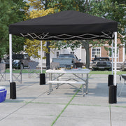Harris 10'x10' Black Pop Up Event Straight Leg Canopy Tent with Sandbags and Wheeled Case