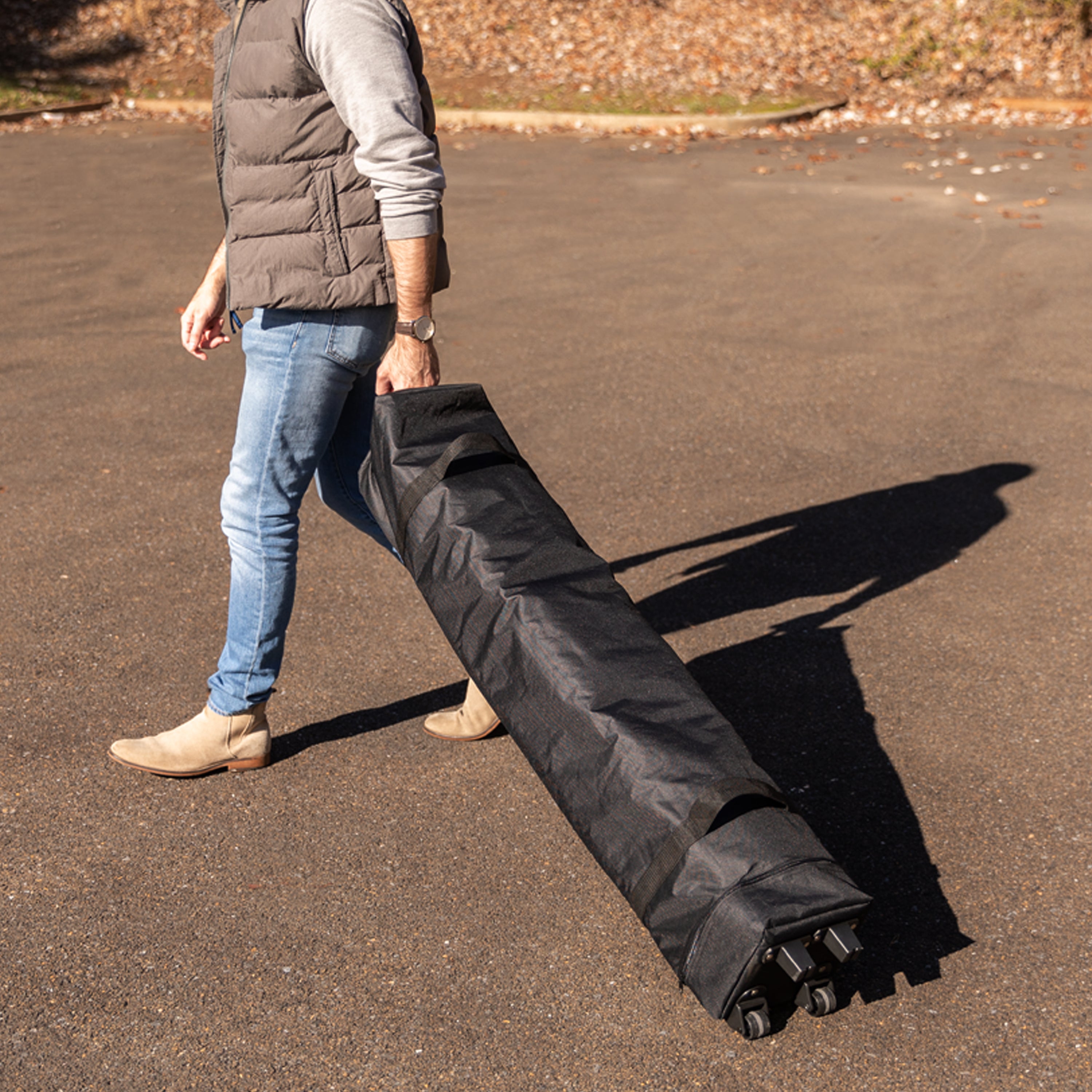 Harris 10'x10' Blue Pop Up Event Straight Leg Canopy Tent with Sandbags and Wheeled Case