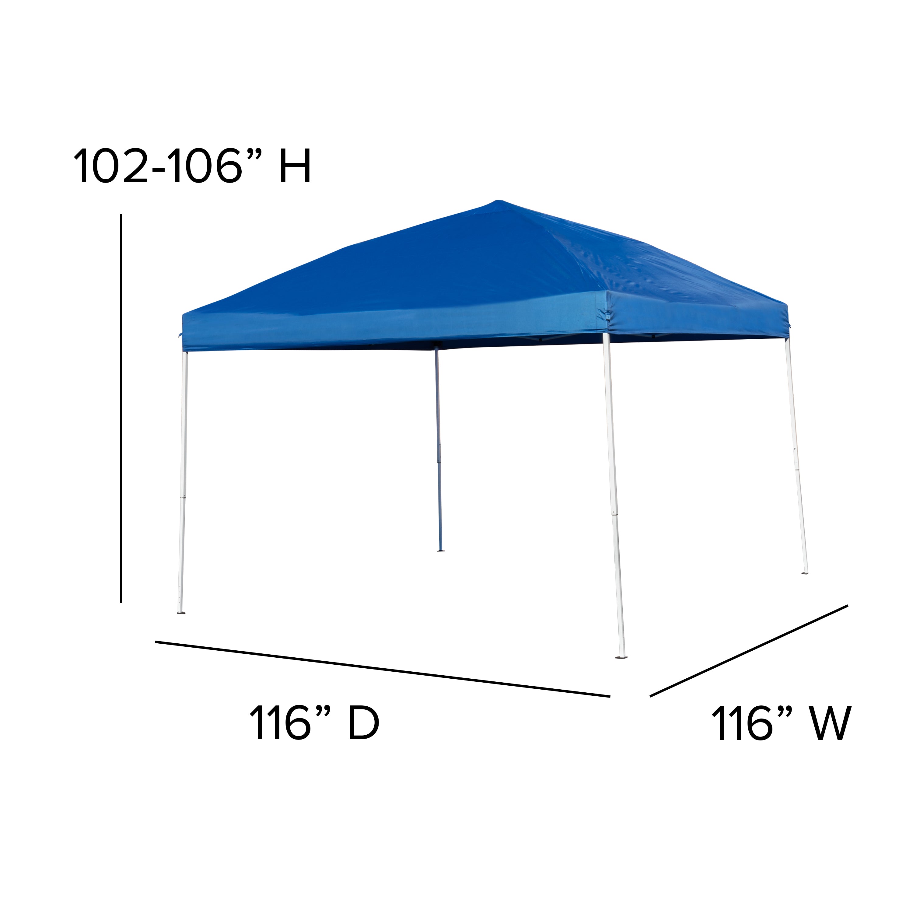 Otis Portable Tailgate/Event Tent Set - 10'x10' Blue Pop Up Canopy Tent, 6-Foot Bi-Fold Table, Set of 4 White Folding Chairs