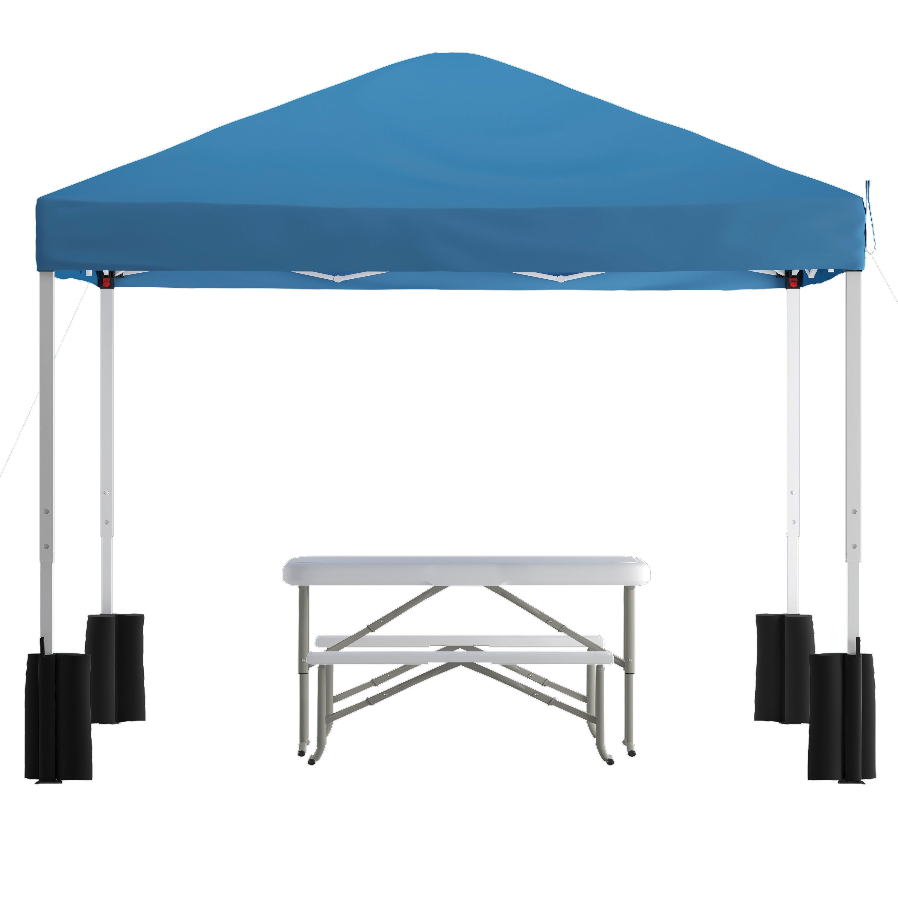 Harris 10'x10'BluePopUpEventCanopyTentwithWheeledCaseandFoldingBenchSet-PortableTailgate,Camping,EventSet