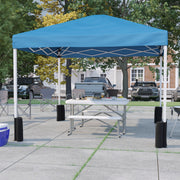 Harris 10'x10'BluePopUpEventCanopyTentwithWheeledCaseandFoldingBenchSet-PortableTailgate,Camping,EventSet