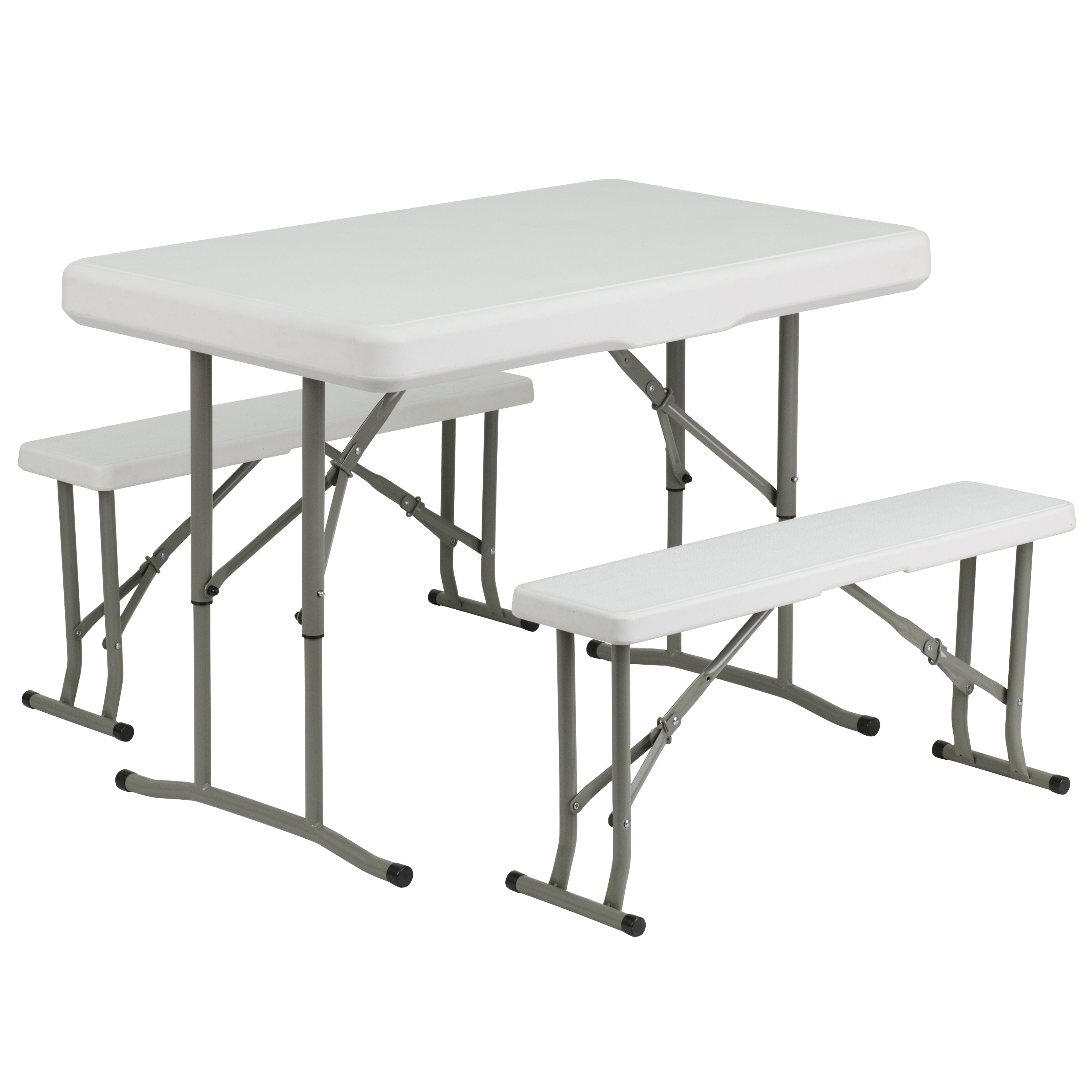 Kramer 8'x8' White Pop Up Event Canopy Tent with Carry Bag and Folding Bench Set - Portable Tailgate, Camping, Event Set
