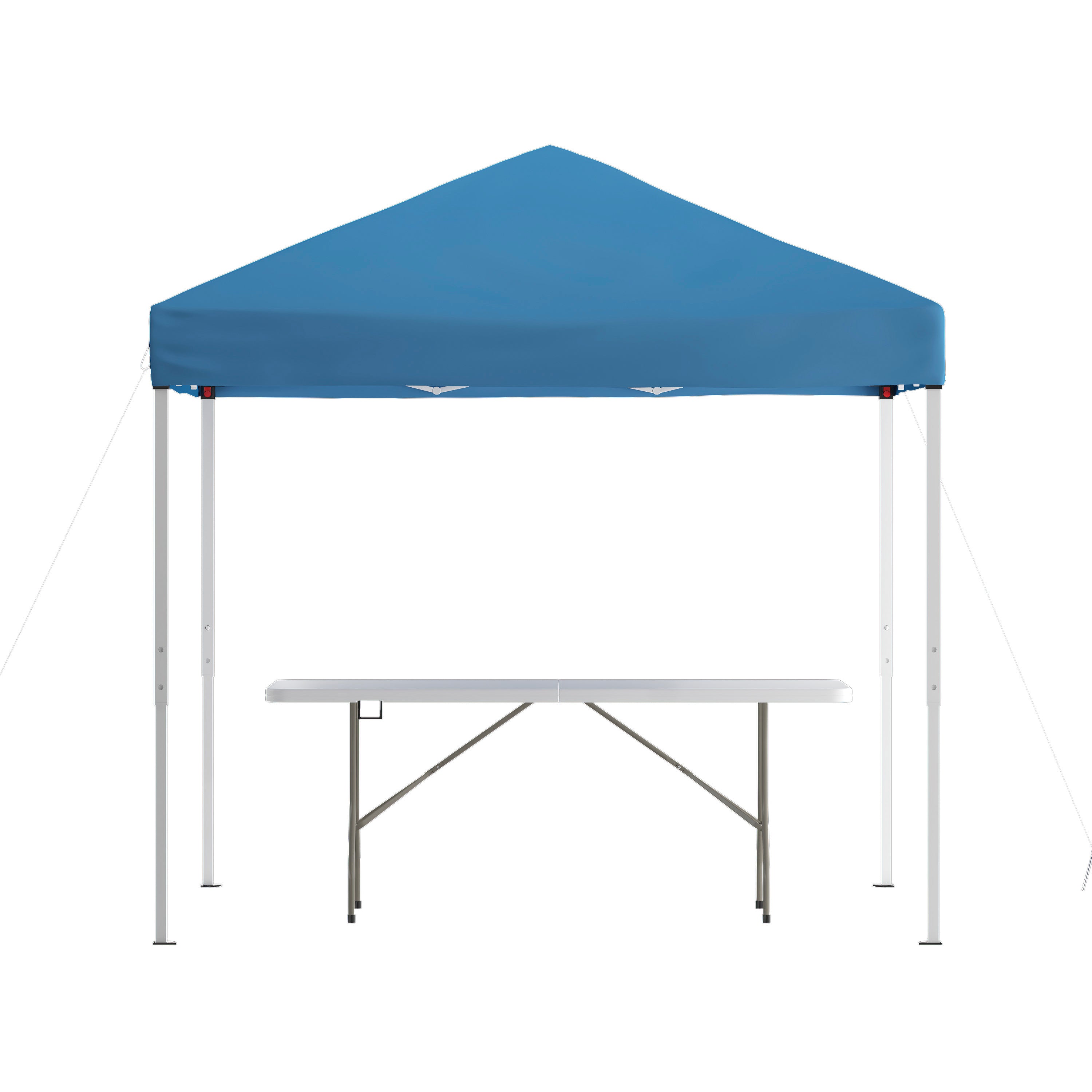 Otis 8'x8' Blue Pop Up Event Canopy Tent with Carry Bag and 6-Foot Bi-Fold Folding Table with Carrying Handle - Tailgate Tent Set