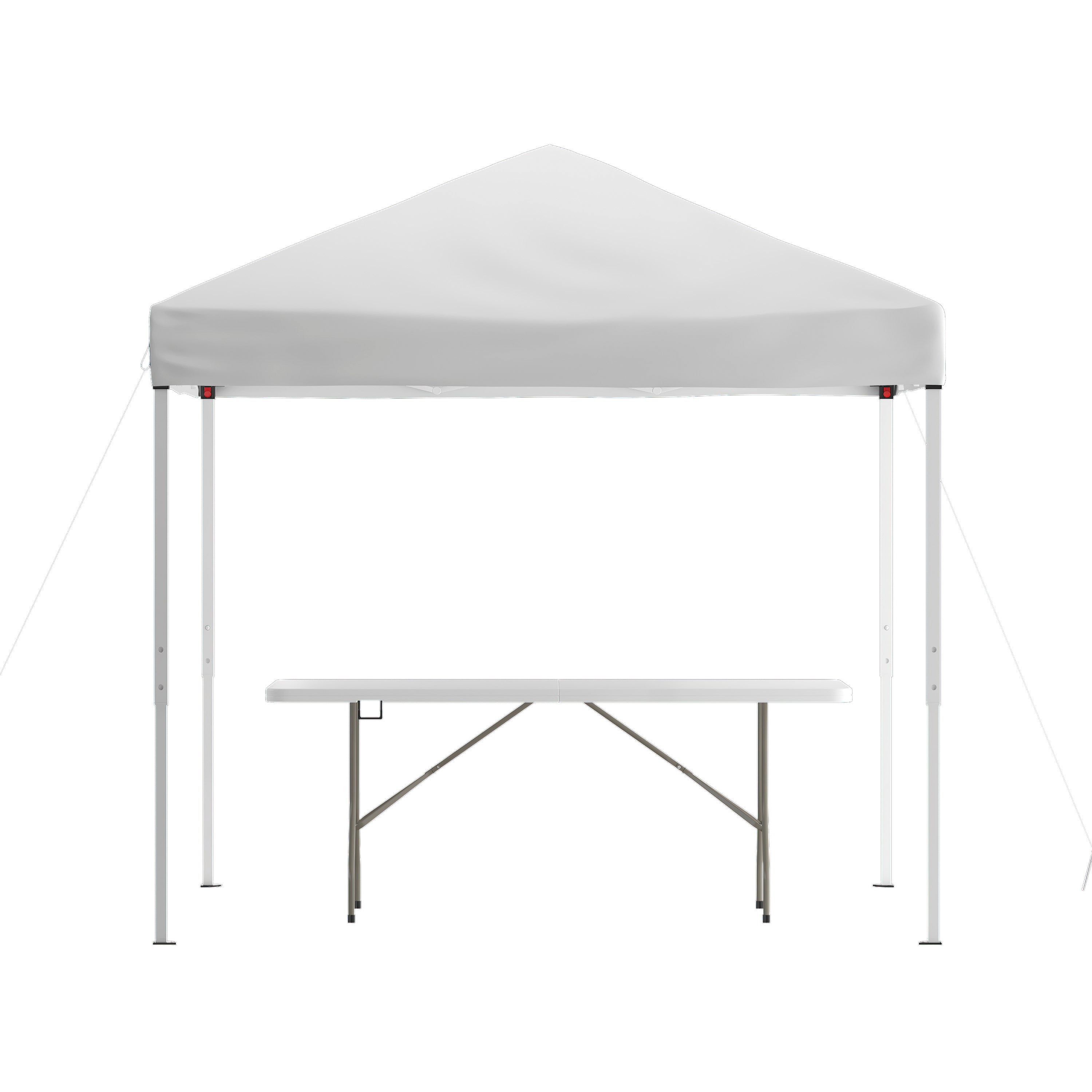 Otis 8'x8' White Pop Up Event Canopy Tent with Carry Bag and 6-Foot Bi-Fold Folding Table with Carrying Handle - Tailgate Tent Set