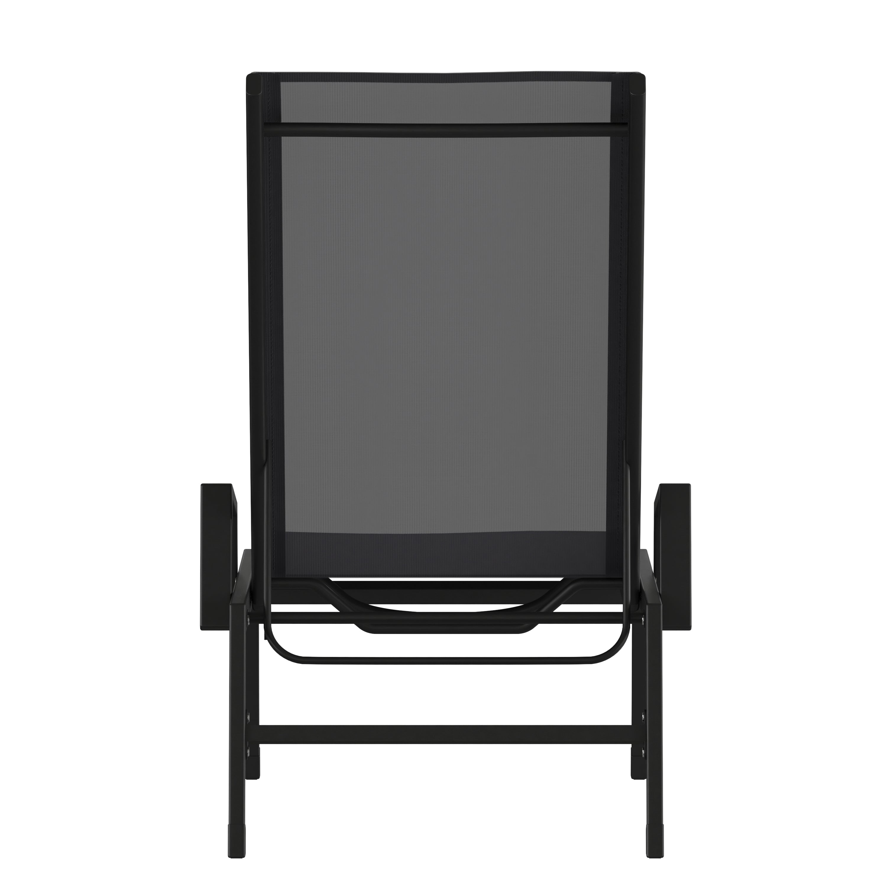 Brazos Adjustable Chaise Lounge Chair with Arms, All-Weather Outdoor Five-Position Recliner, Black/Black