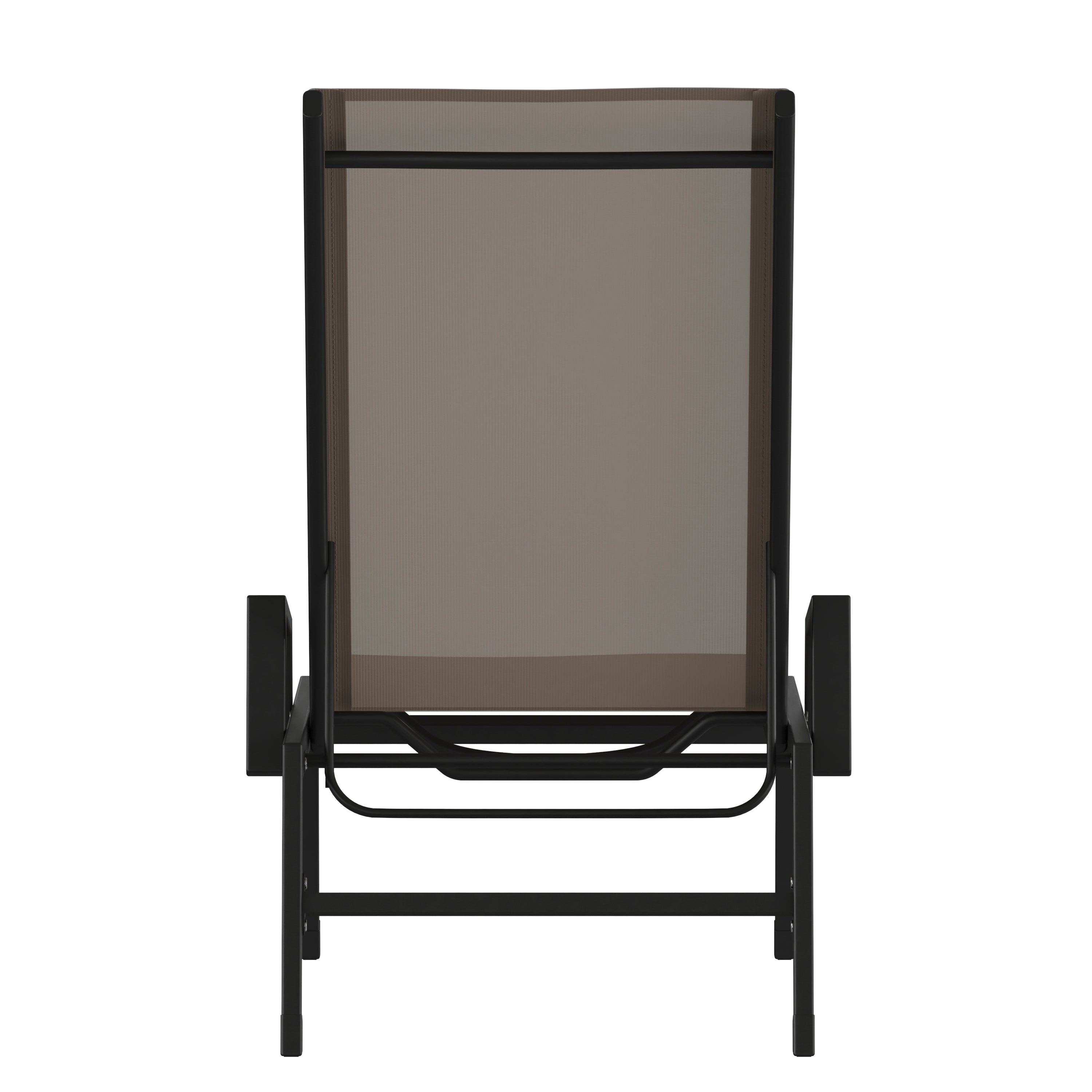 Brazos Adjustable Chaise Lounge Chair with Arms, All-Weather Outdoor Five-Position Recliner, Black/Brown
