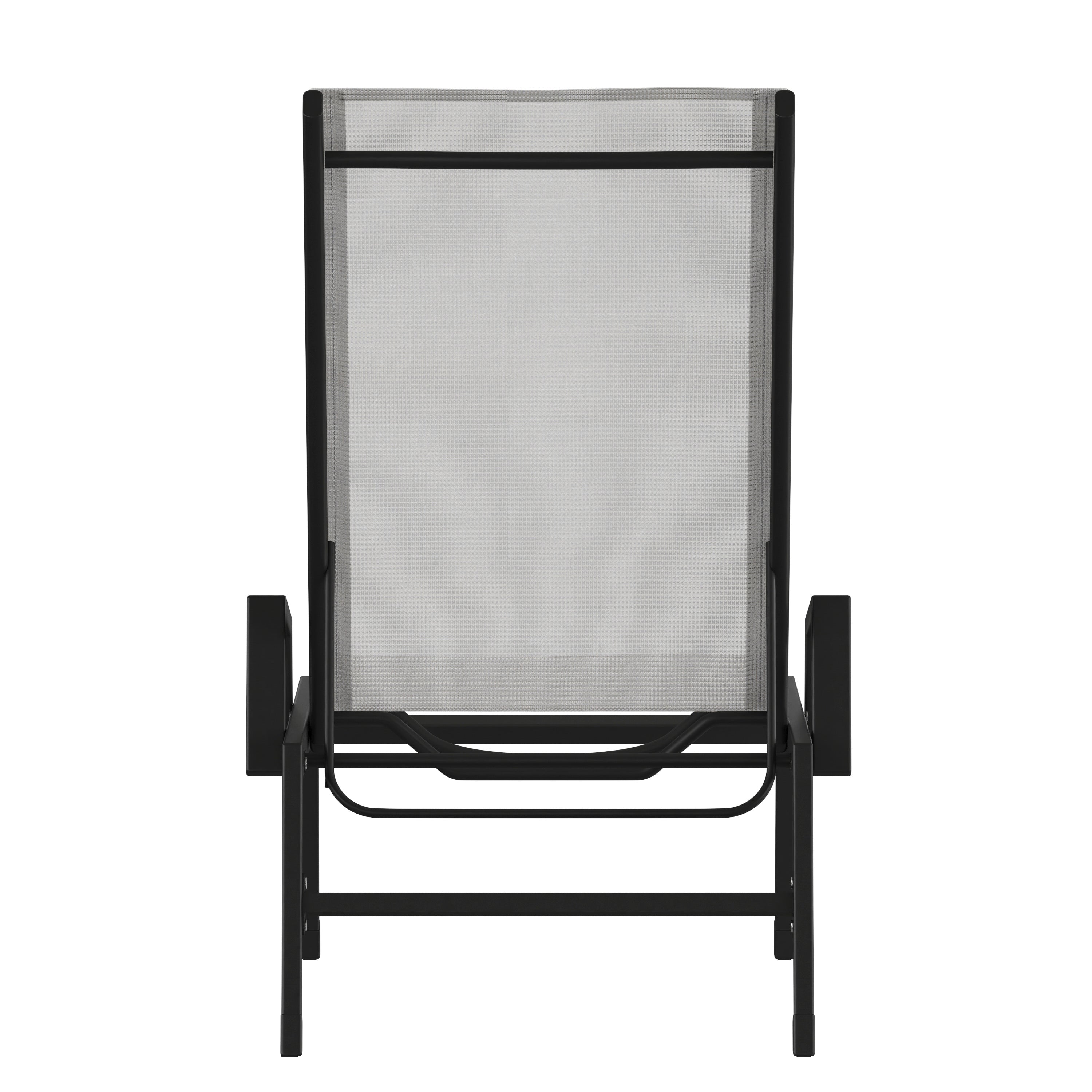 Brazos Adjustable Chaise Lounge Chair with Arms, All-Weather Outdoor Five-Position Recliner, Black/Gray