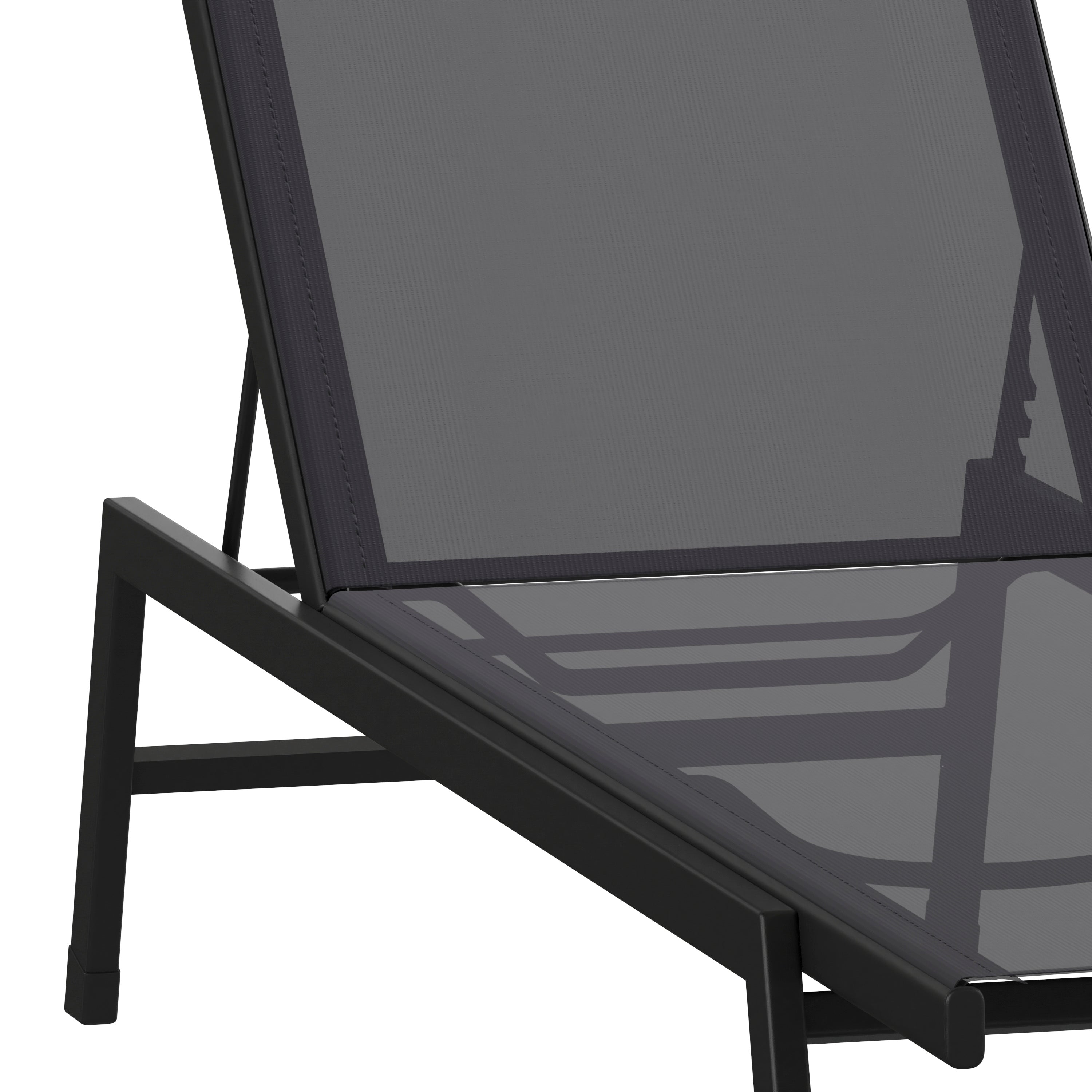 Brazos Adjustable Chaise Lounge Chair, Outdoor Five-Position Recliner, All Weather, Black/Black