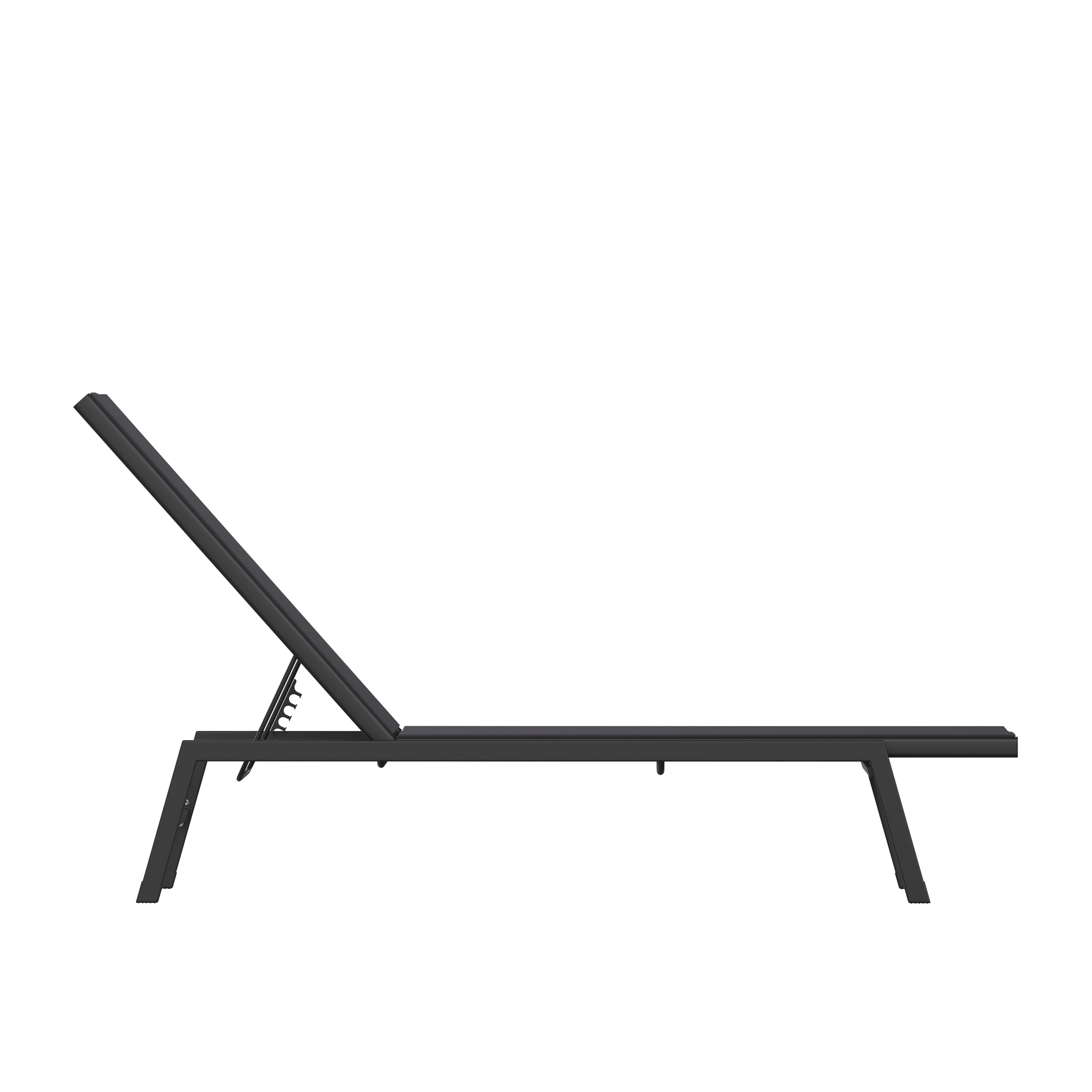 Brazos Adjustable Chaise Lounge Chair, Outdoor Five-Position Recliner, All Weather, Black/Black