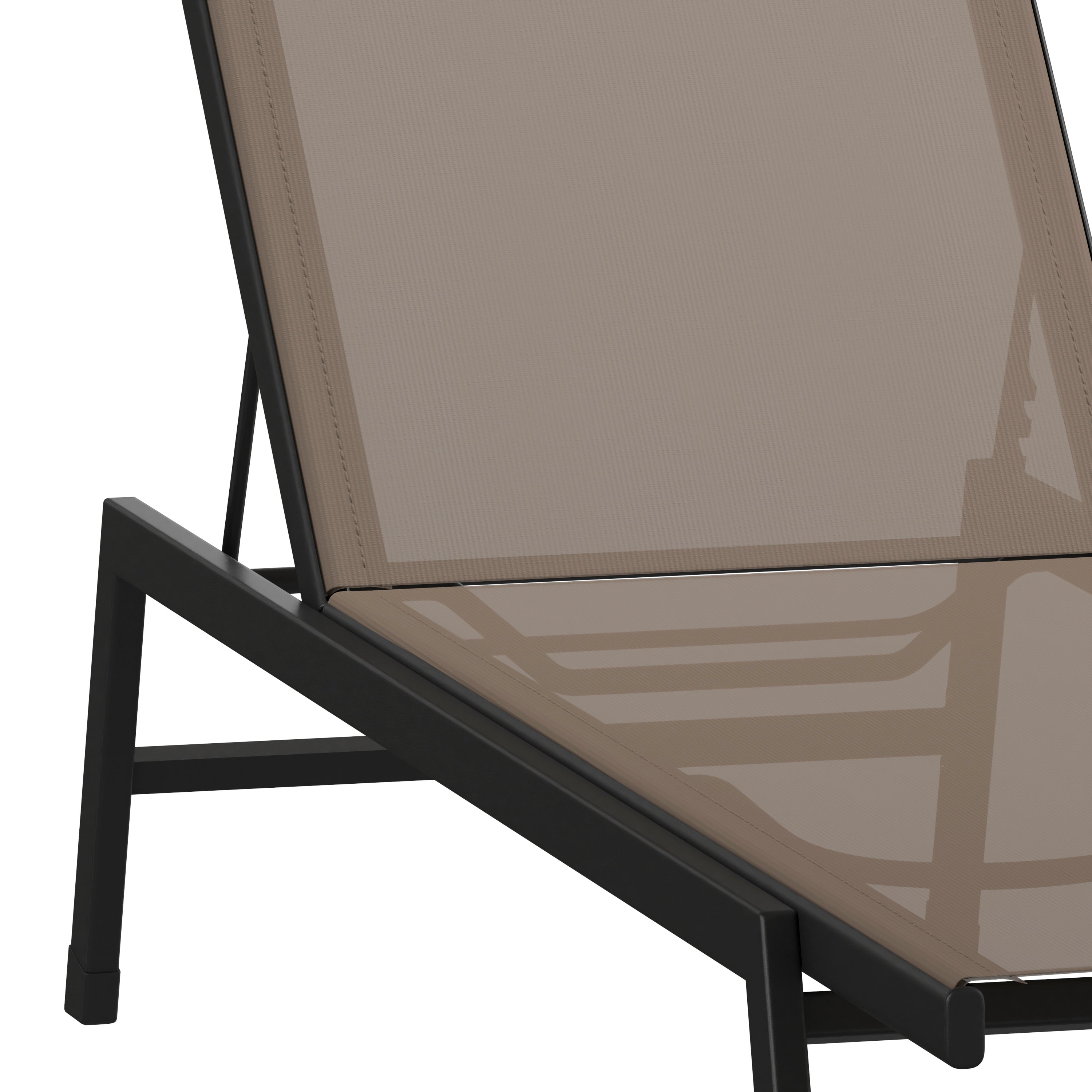 Brazos Adjustable Chaise Lounge Chair, Outdoor Five-Position Recliner, All Weather, Black/Brown