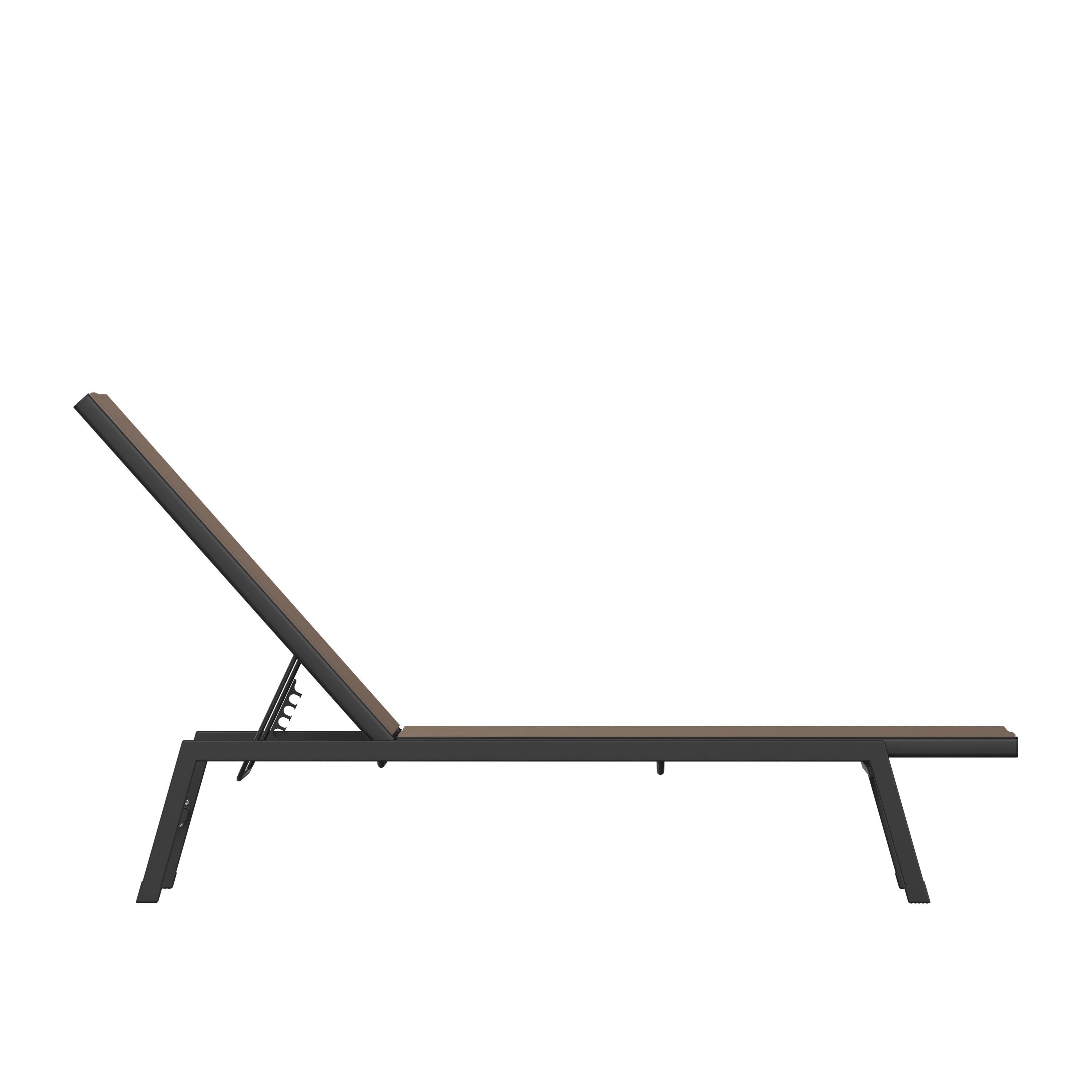 Brazos Adjustable Chaise Lounge Chair, Outdoor Five-Position Recliner, All Weather, Black/Brown