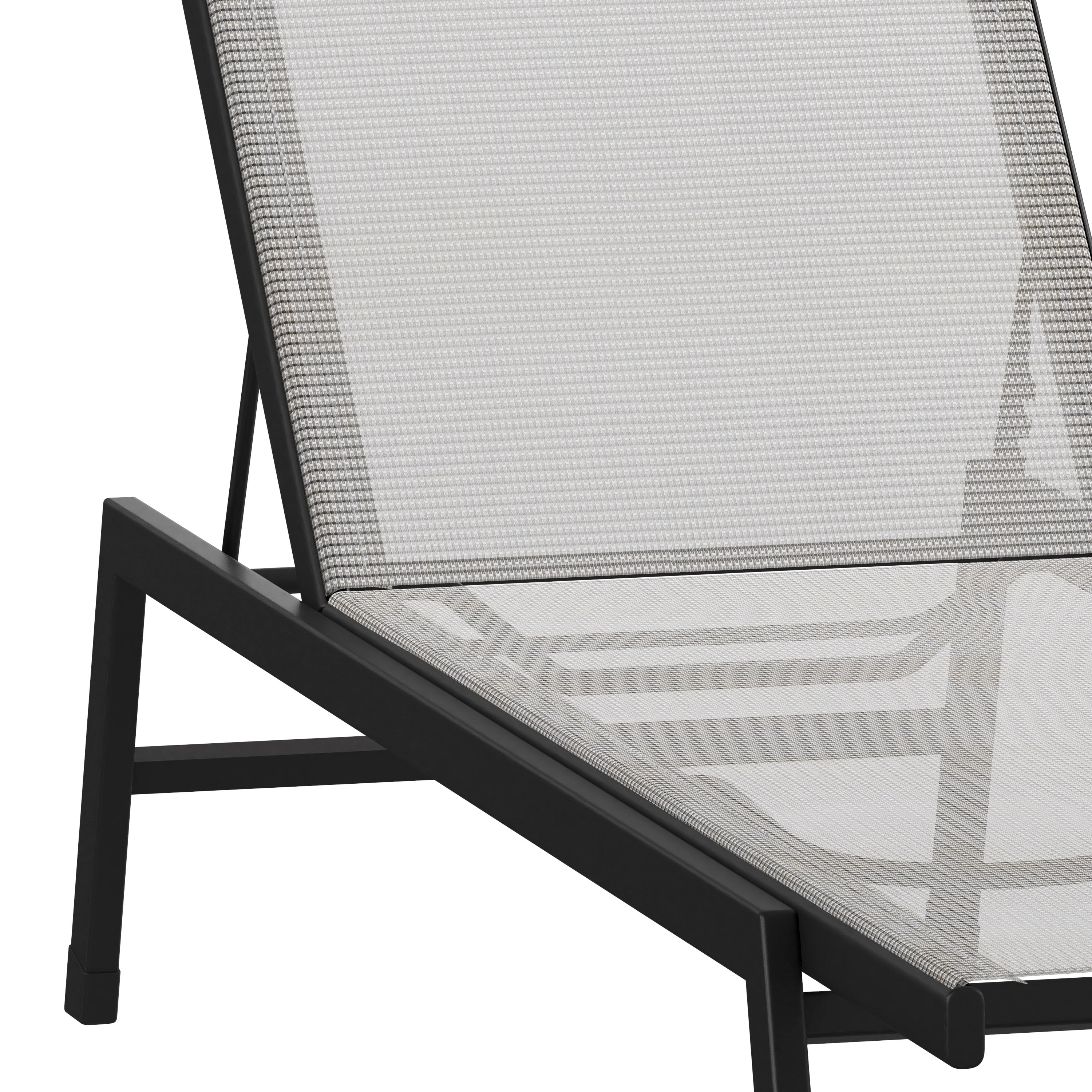 Brazos Adjustable Chaise Lounge Chair, Outdoor Five-Position Recliner, All Weather, Black/Gray