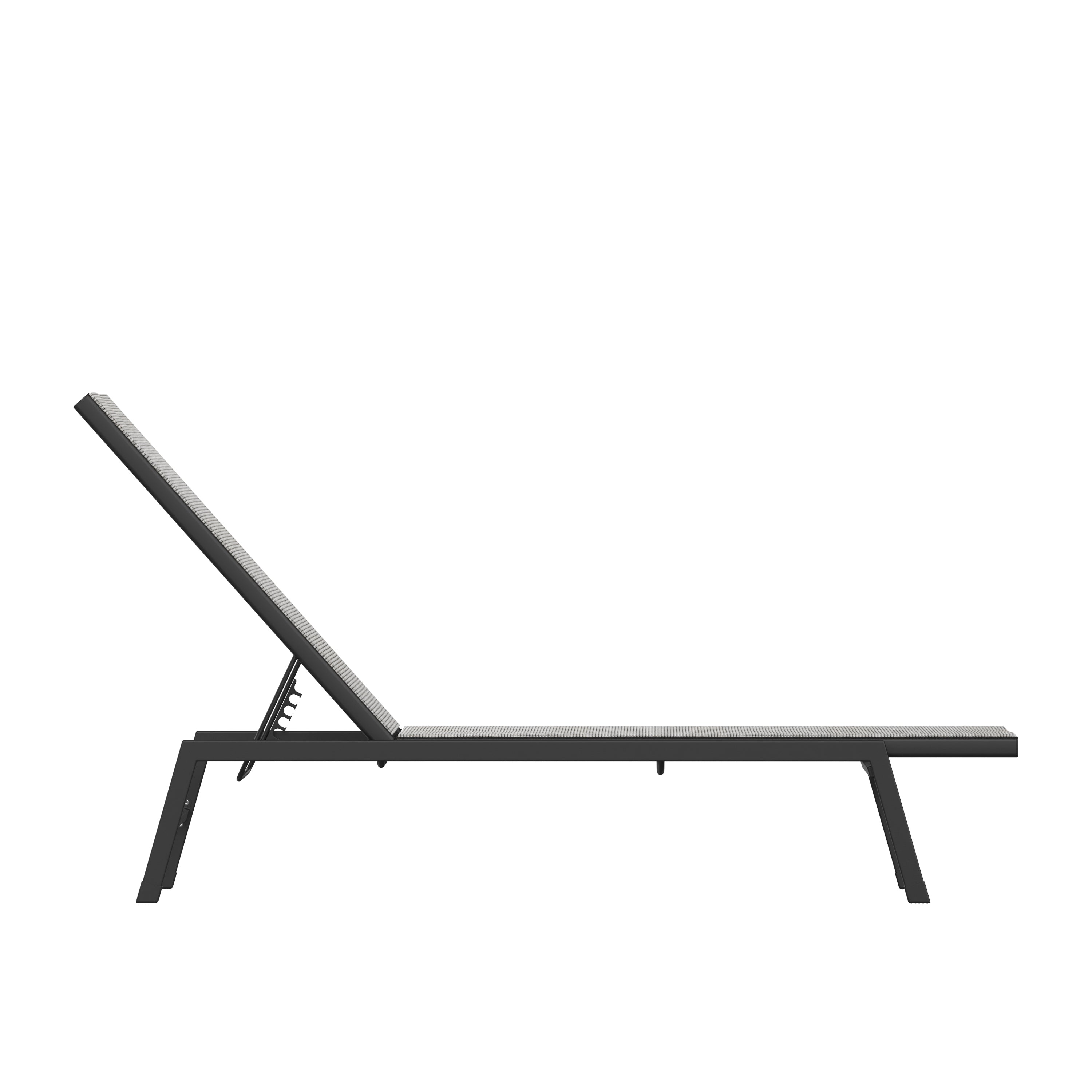 Brazos Adjustable Chaise Lounge Chair, Outdoor Five-Position Recliner, All Weather, Black/Gray